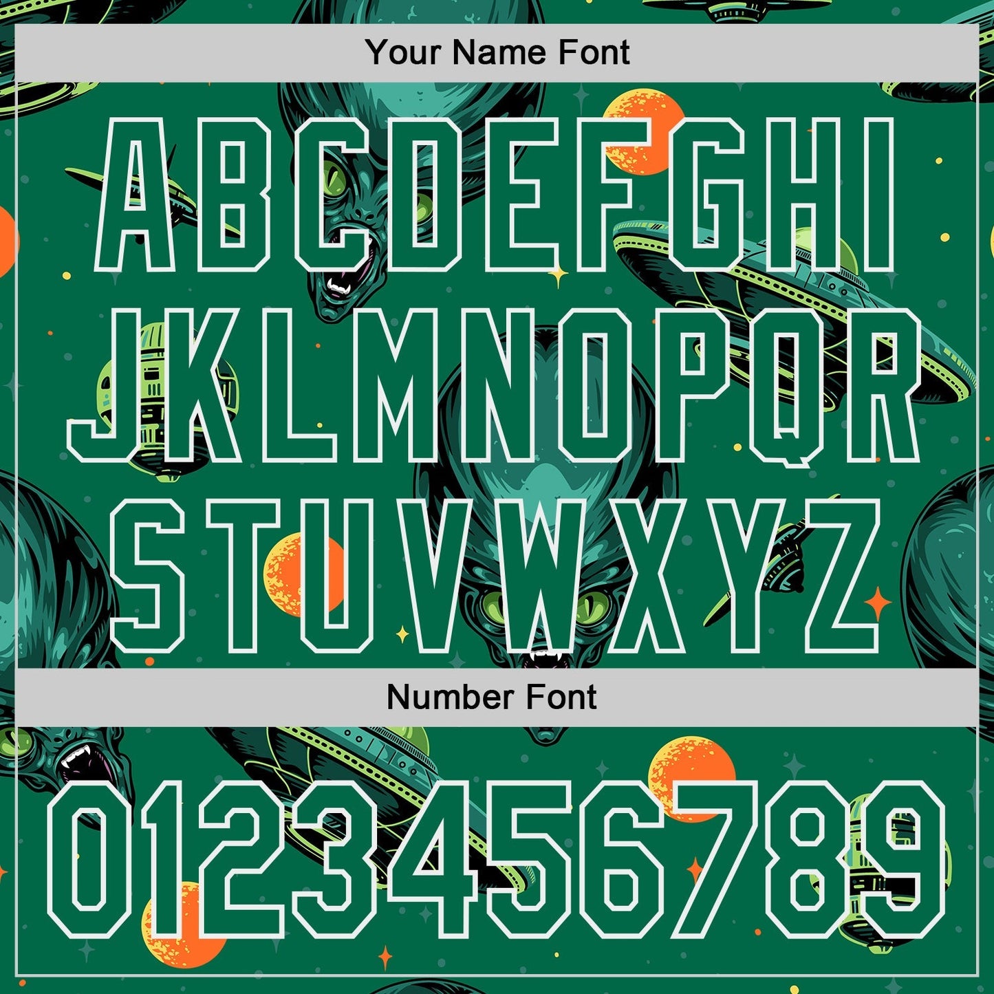 Custom Kelly Green White Alien UFO Space Authentic Baseball Jersey baseball jersey product view 5