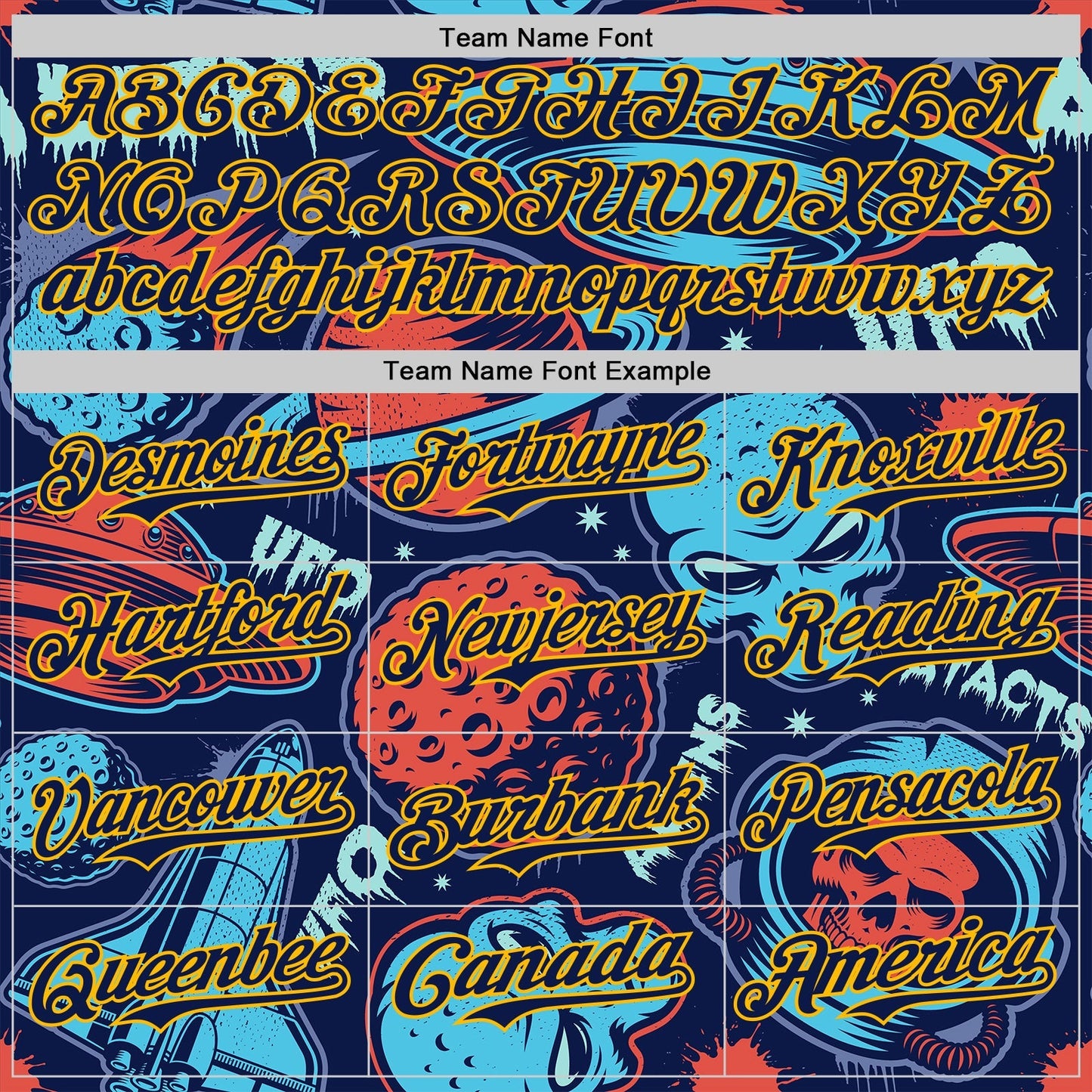 Custom Navy Gold Alien UFO Space Authentic Baseball Jersey baseball jersey product view 4