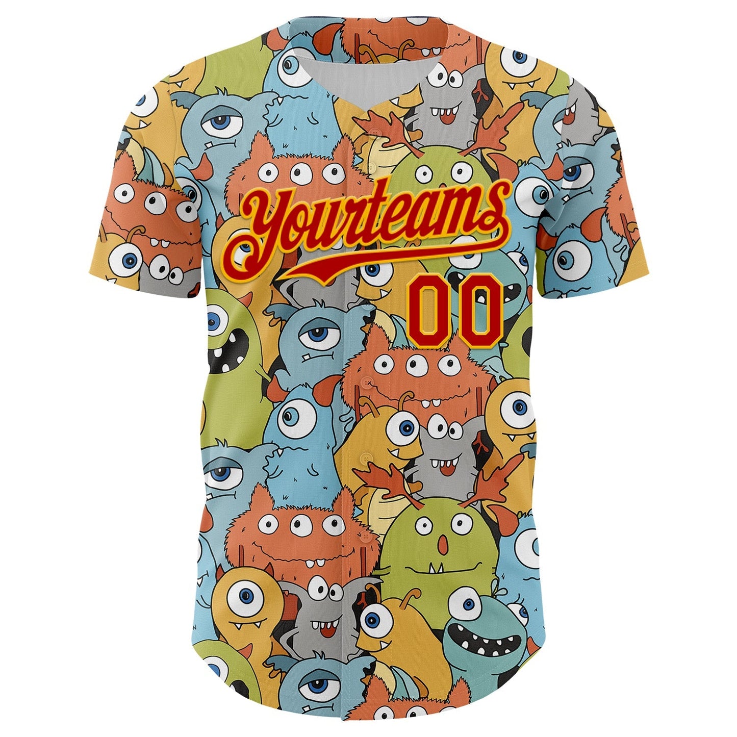 Custom White Red-Gold Alien Monster Mash Authentic Baseball Jersey baseball jersey product view 2