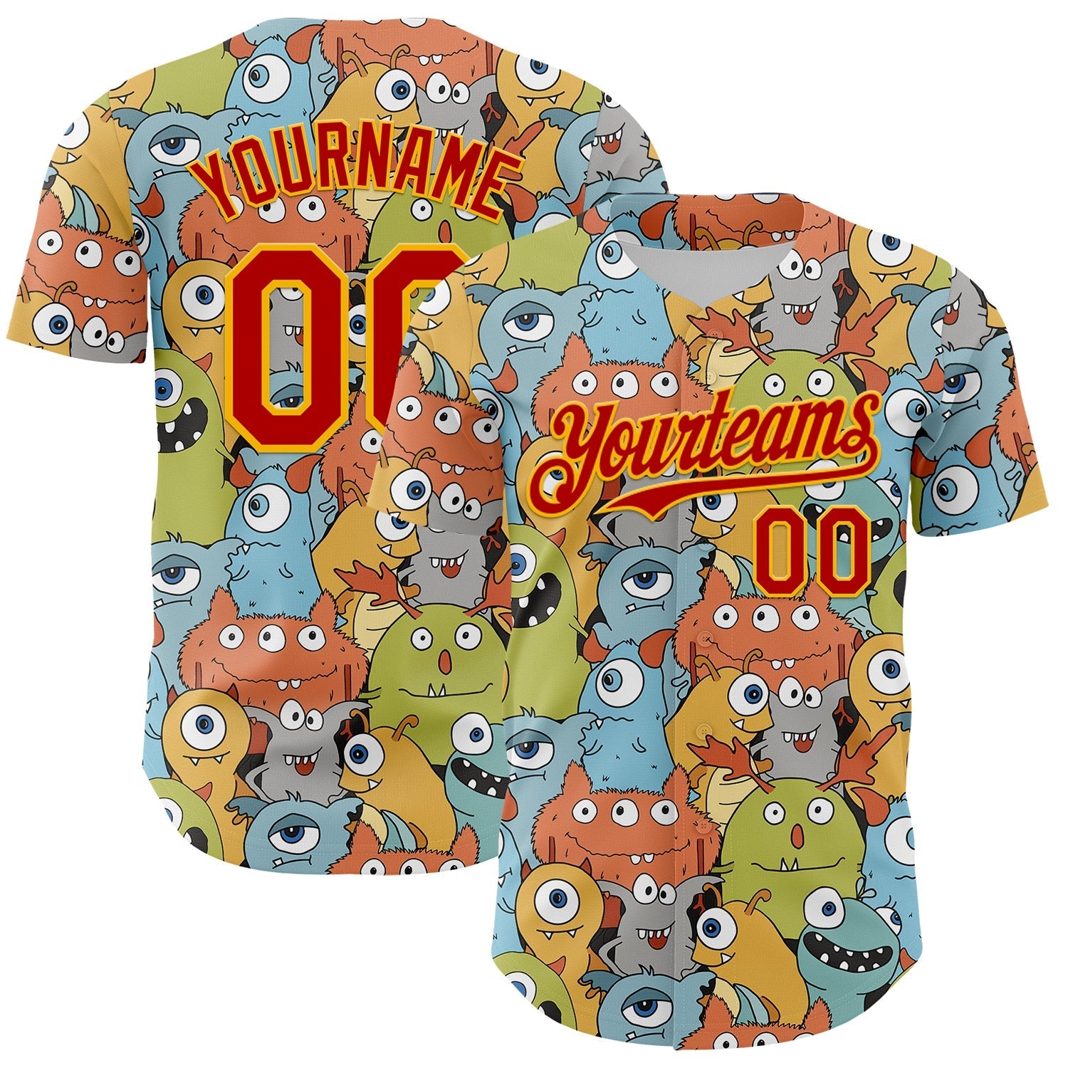 Custom White Red-Gold Alien Monster Mash Authentic Baseball Jersey baseball jersey product view 1