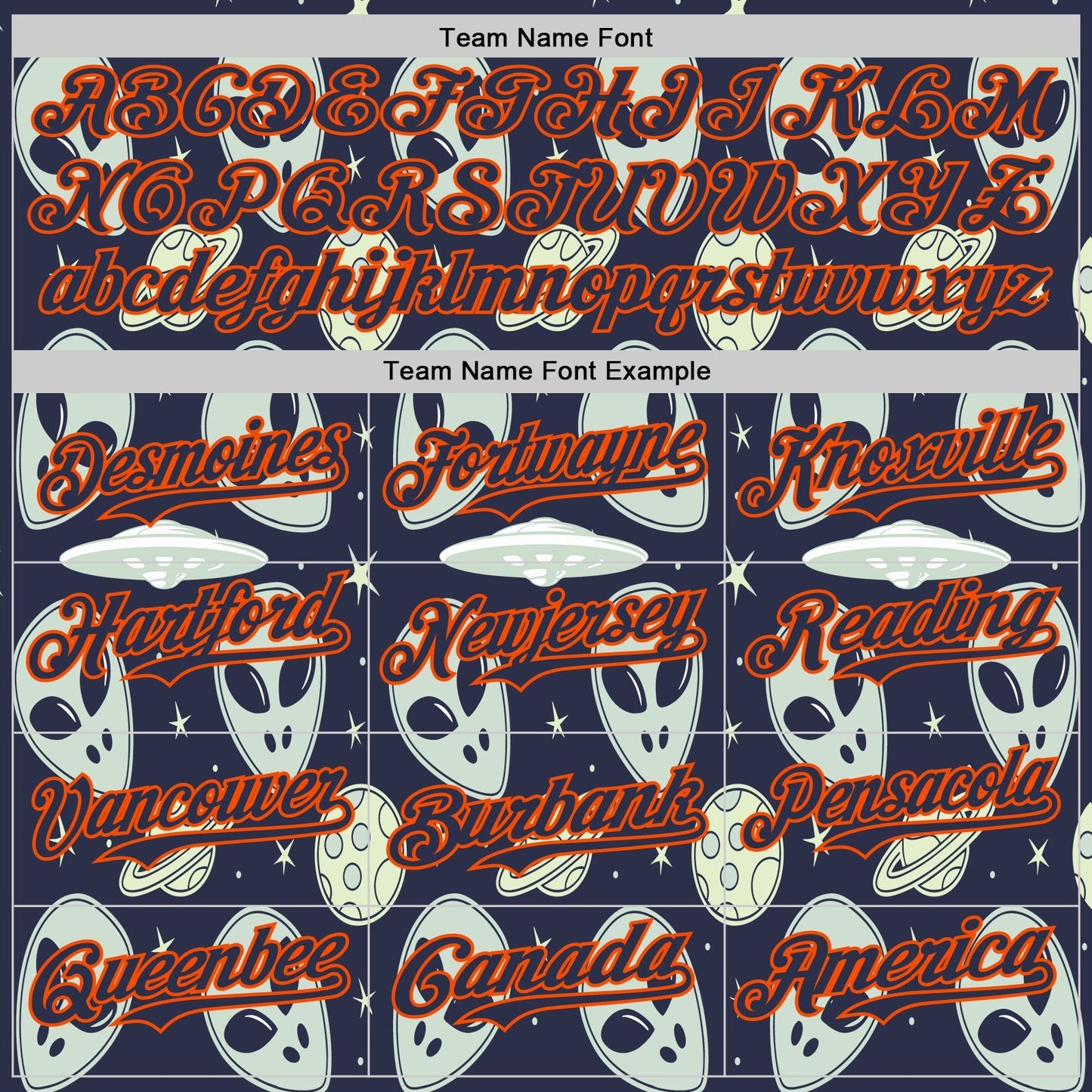 Custom Navy Orange Alien UFO Space Authentic Baseball Jersey baseball jersey product view 4