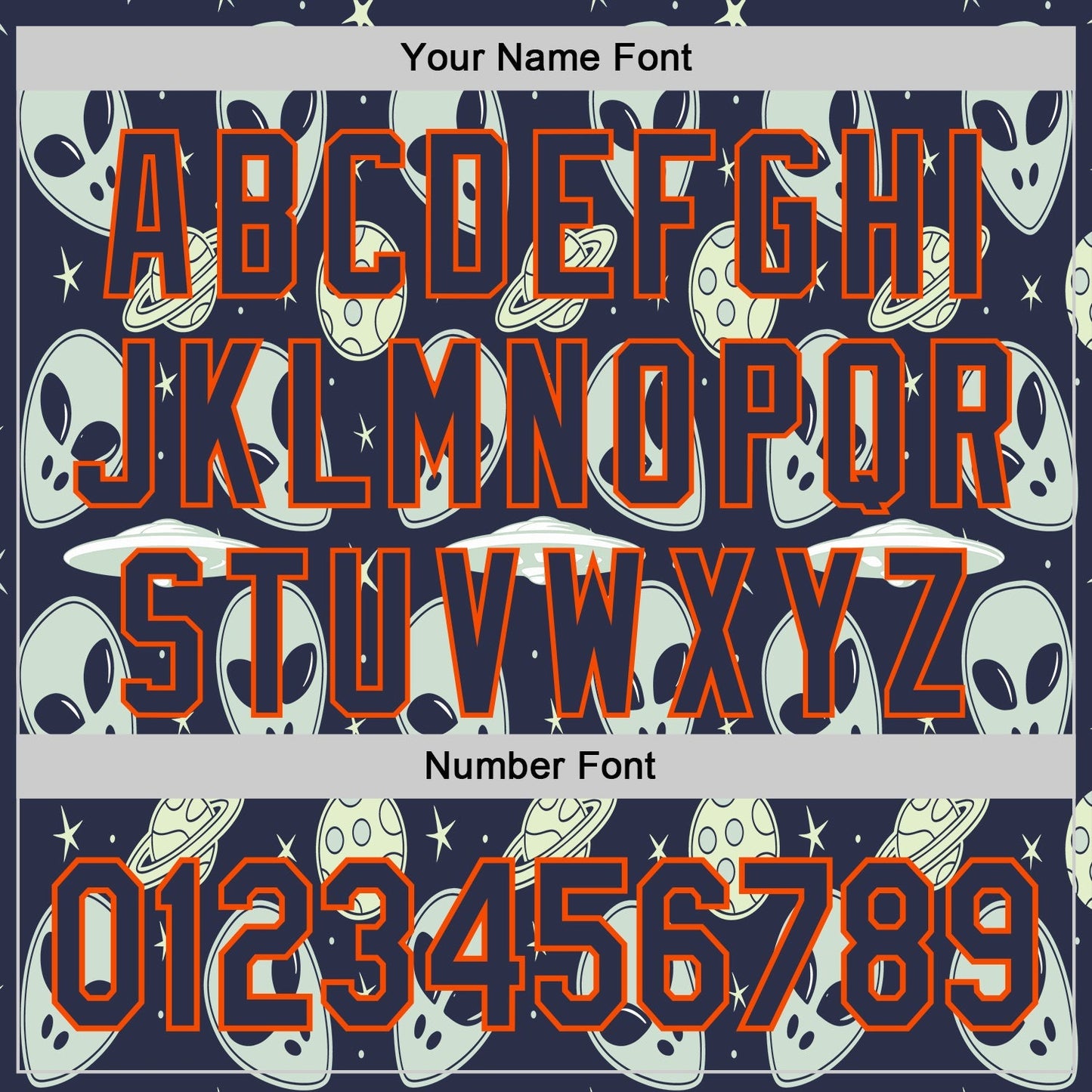Custom Navy Orange Alien UFO Space Authentic Baseball Jersey baseball jersey product view 5