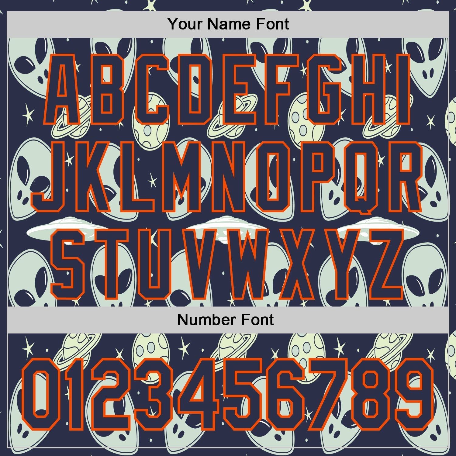 Custom Navy Orange Alien UFO Space Authentic Baseball Jersey baseball jersey product view 5