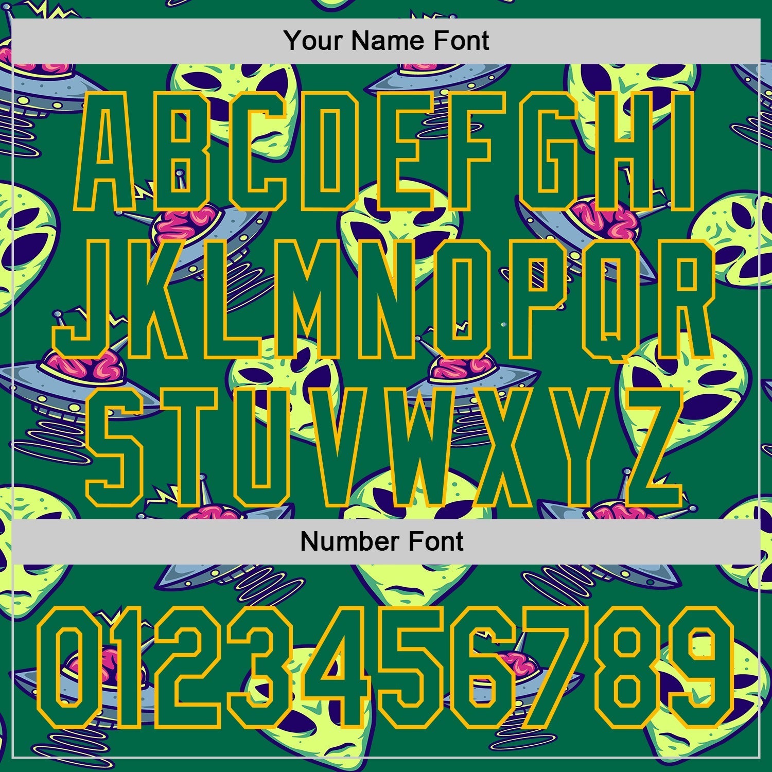 Custom Kelly Green Gold Alien UFO Space Authentic Baseball Jersey baseball jersey product view 5