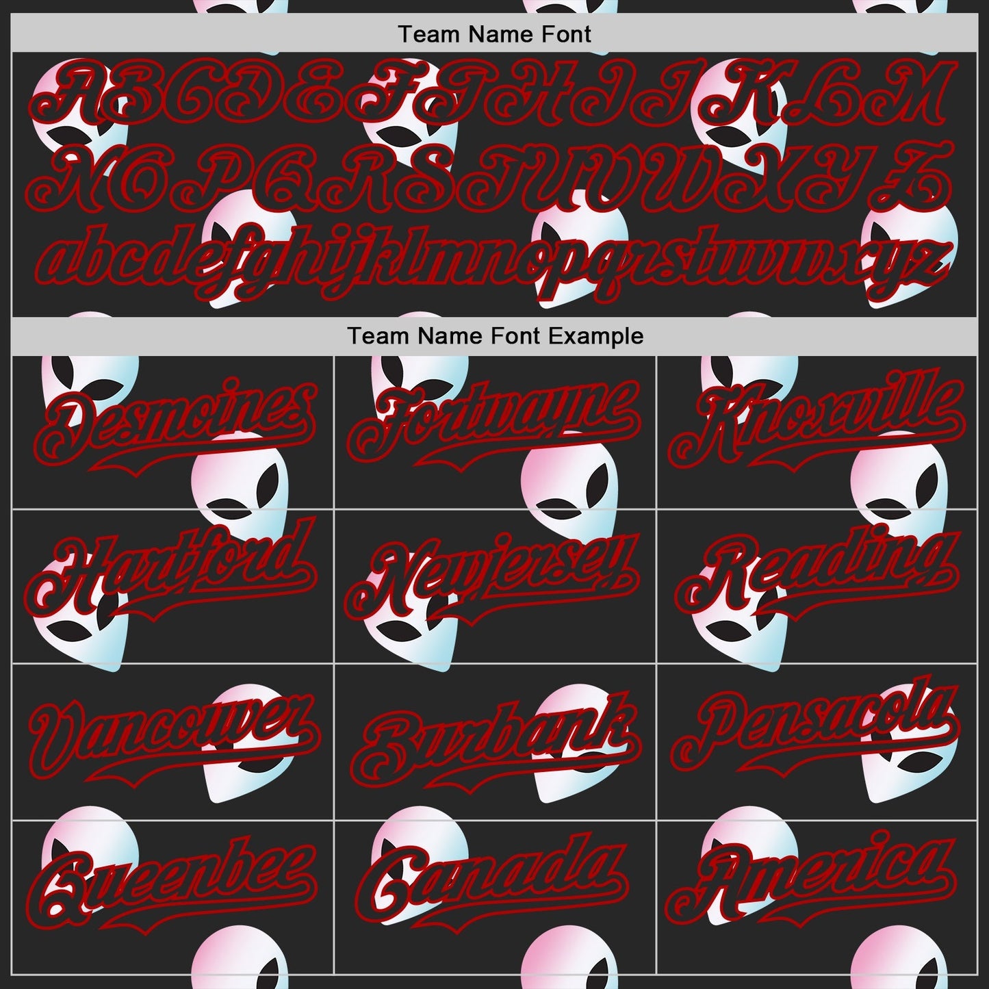 Custom Black Red Cartoon Alien Authentic Baseball Jersey baseball jersey product view 4