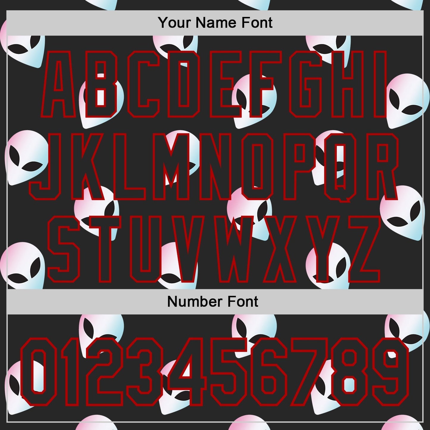 Custom Black Red Cartoon Alien Authentic Baseball Jersey baseball jersey product view 5