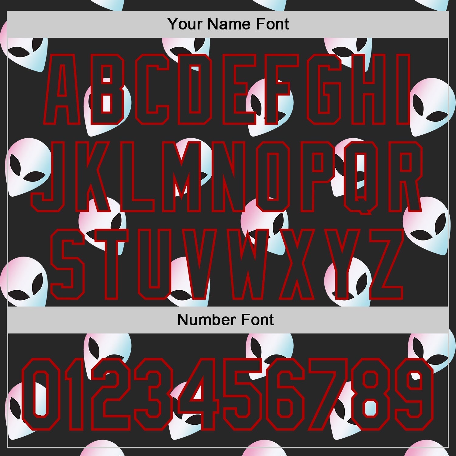 Custom Black Red Cartoon Alien Authentic Baseball Jersey baseball jersey product view 5