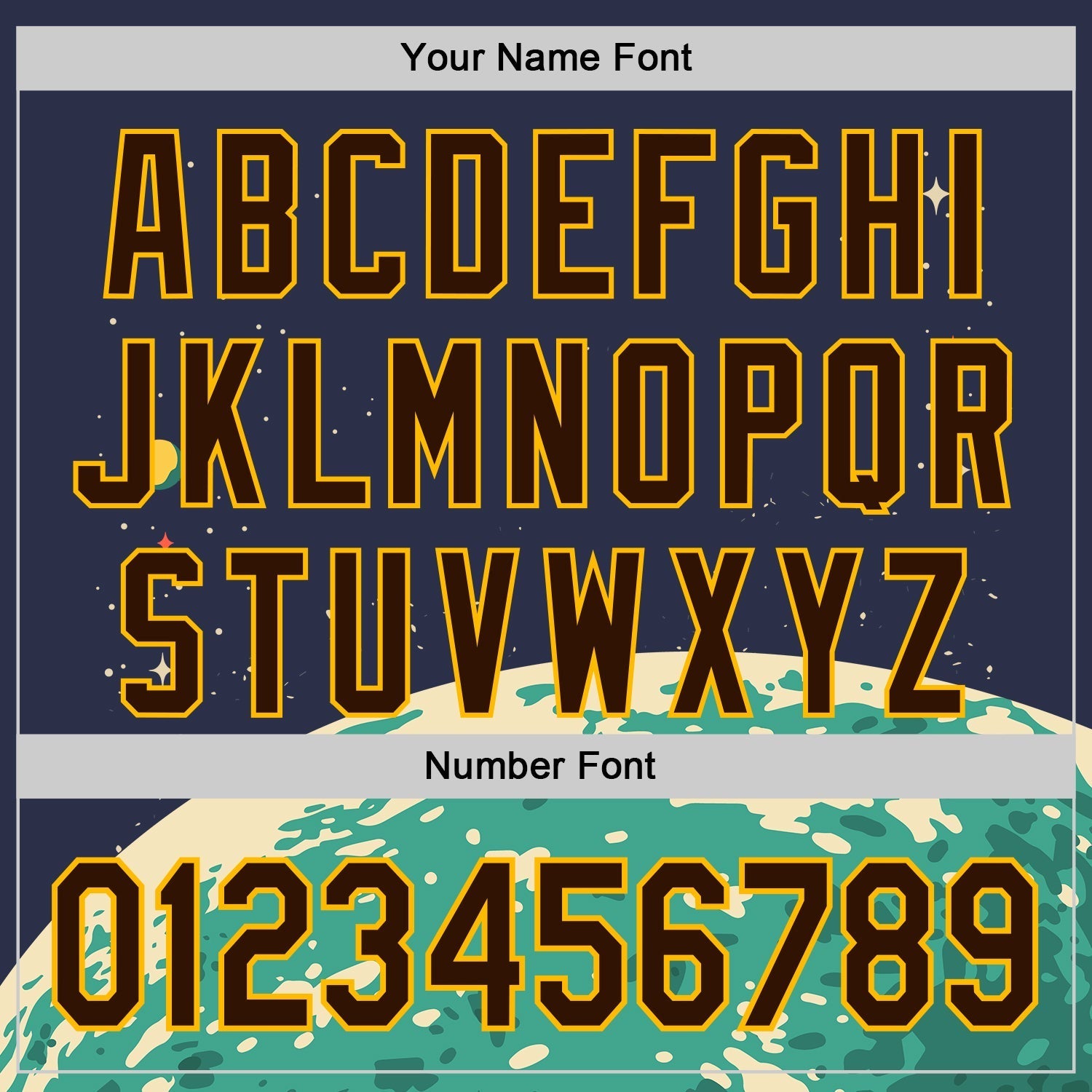 Custom Navy Brown-Gold Alien UFO Psychedelic Galaxy Authentic Baseball Jersey baseball jersey product view 5