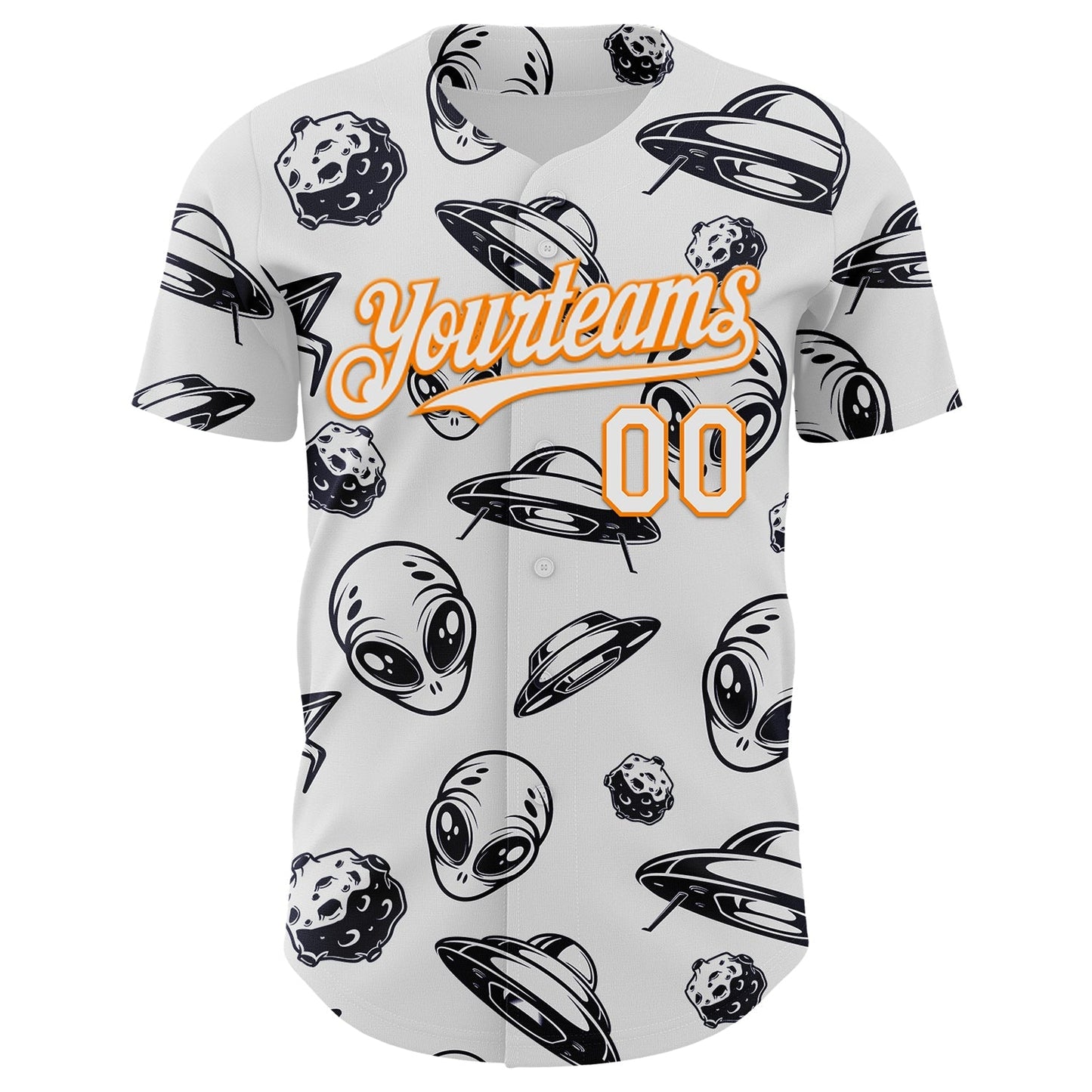 Custom White Bay Orange Alien UFO Authentic Baseball Jersey baseball jersey product view 2