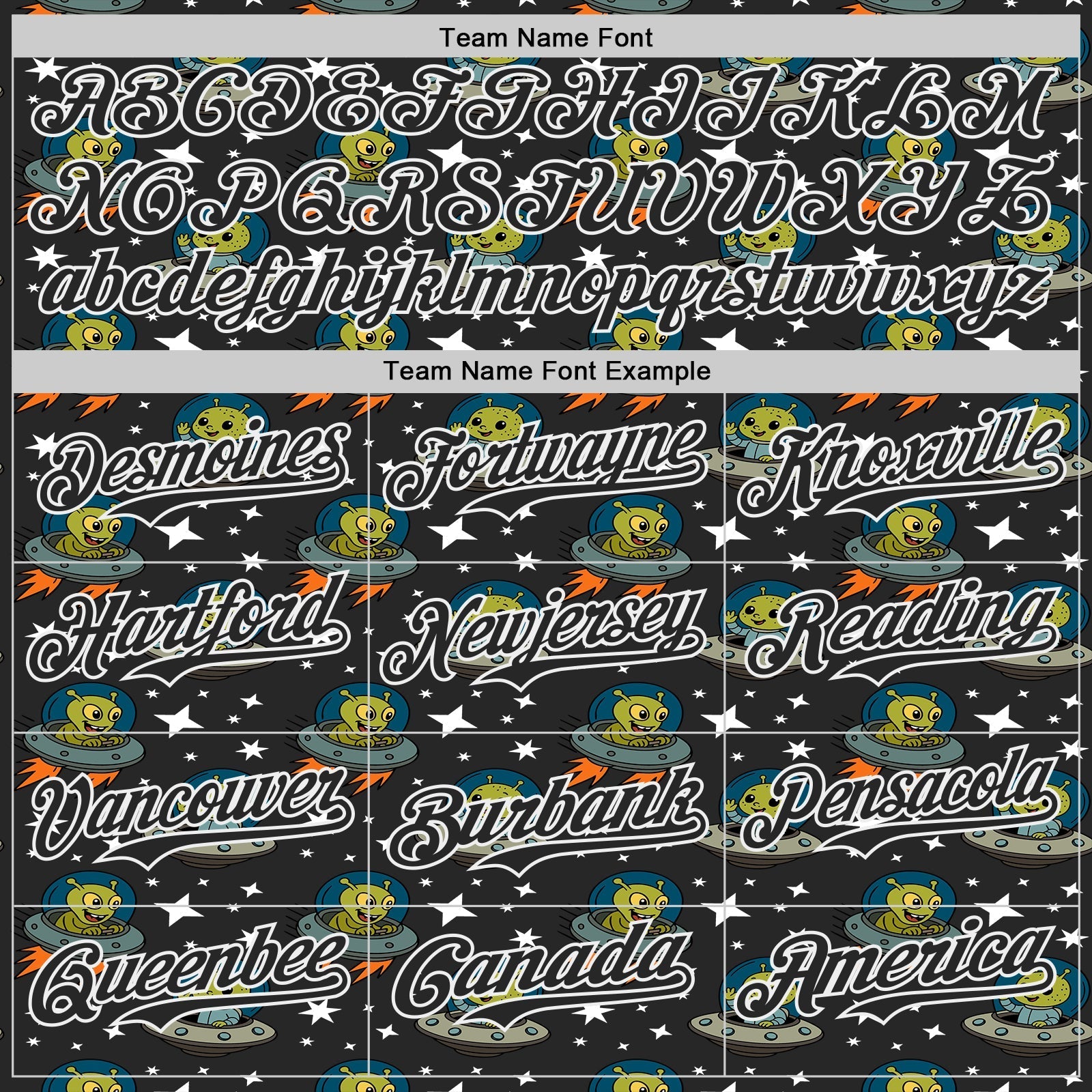 Custom Black White Cartoon Alien UFO Space Galaxy Authentic Baseball Jersey baseball jersey product view 4
