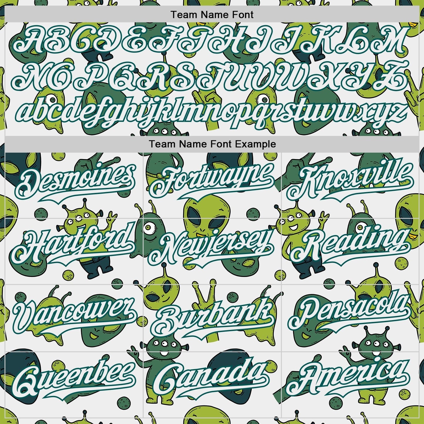 Custom White Midnight Green Cartoon Alien Authentic Baseball Jersey baseball jersey product view 4