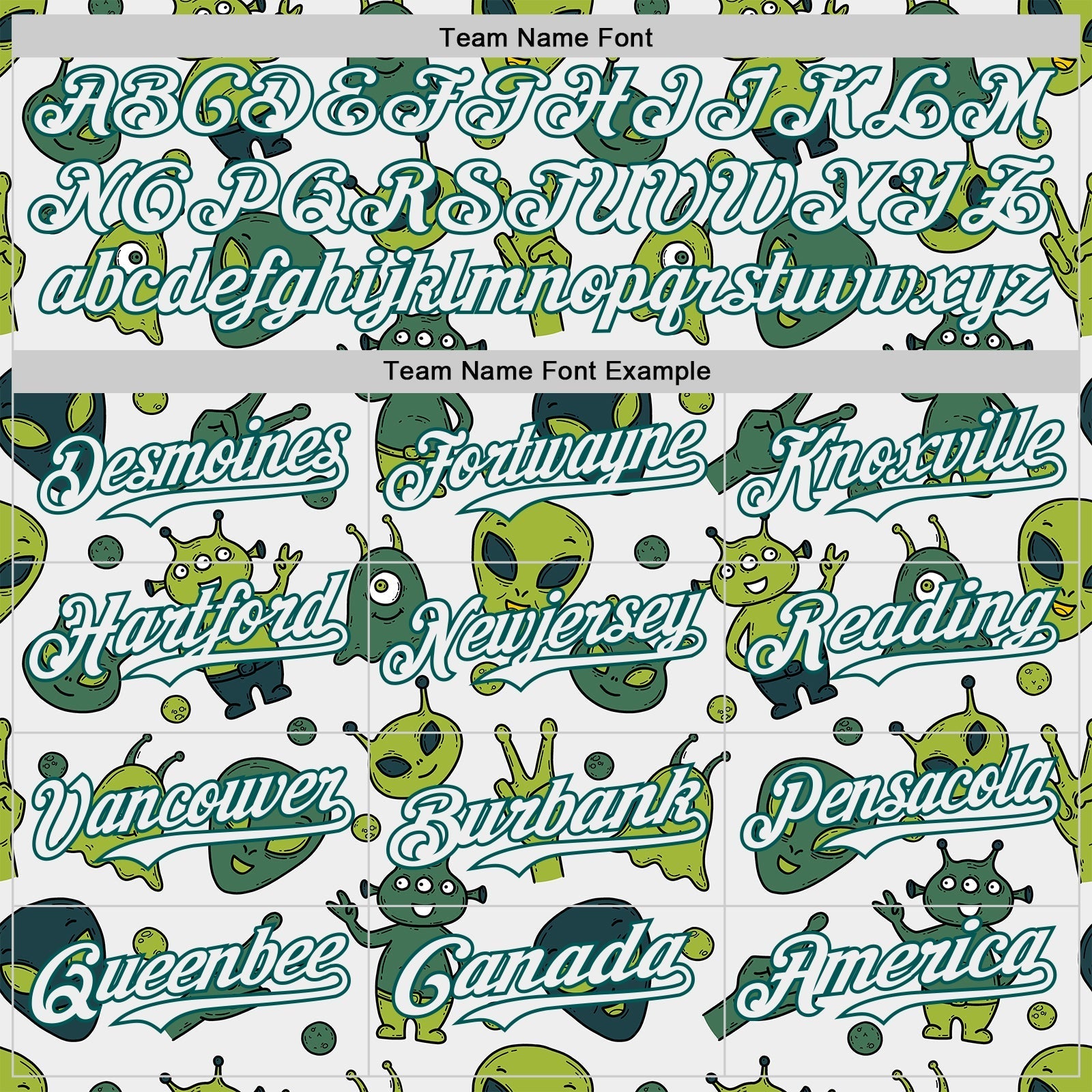 Custom White Midnight Green Cartoon Alien Authentic Baseball Jersey baseball jersey product view 4