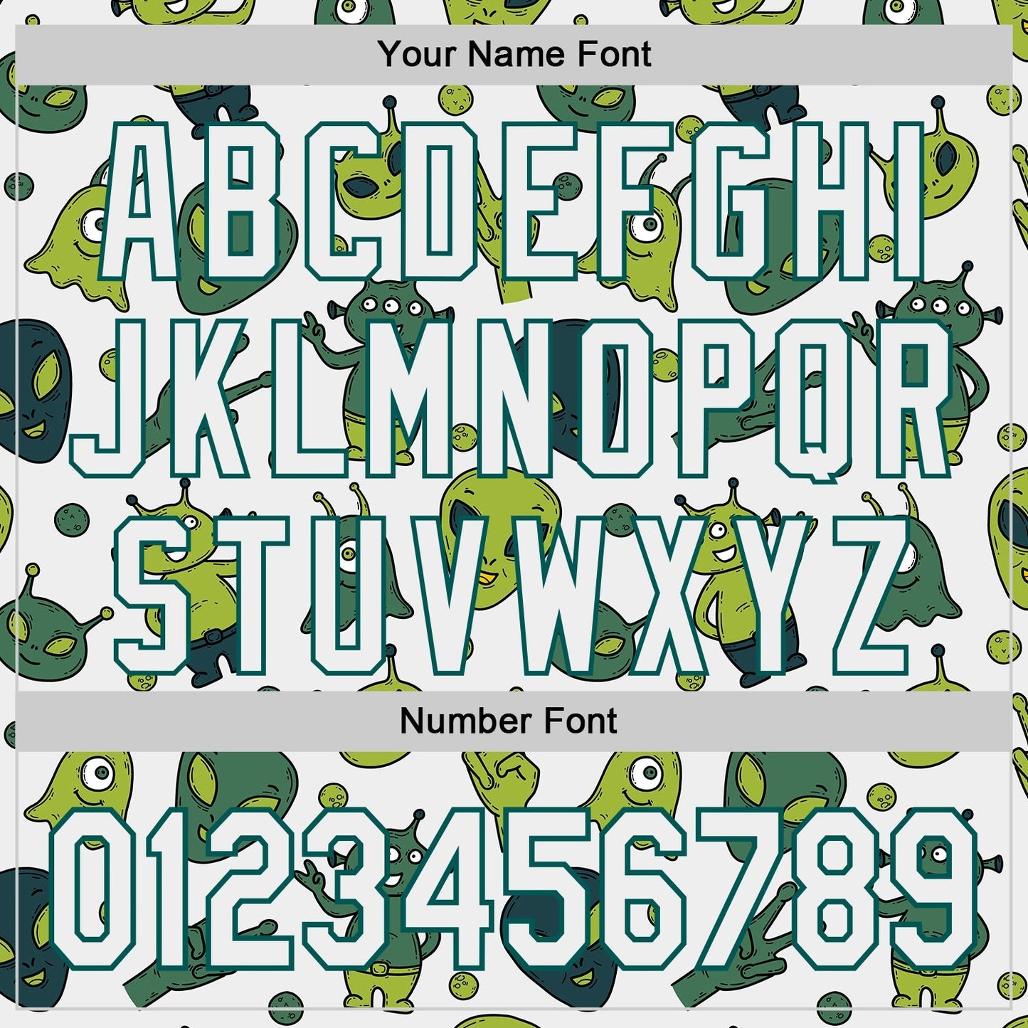 Custom White Midnight Green Cartoon Alien Authentic Baseball Jersey baseball jersey product view 5