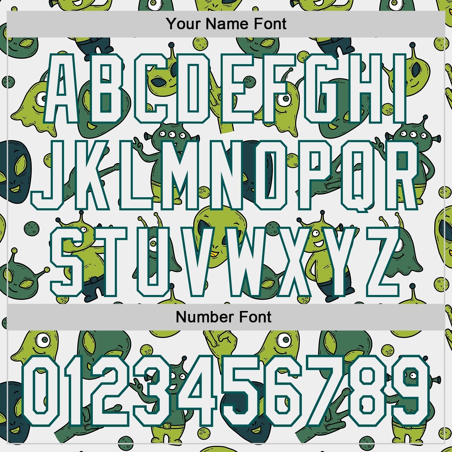 Custom White Midnight Green Cartoon Alien Authentic Baseball Jersey baseball jersey product view 5