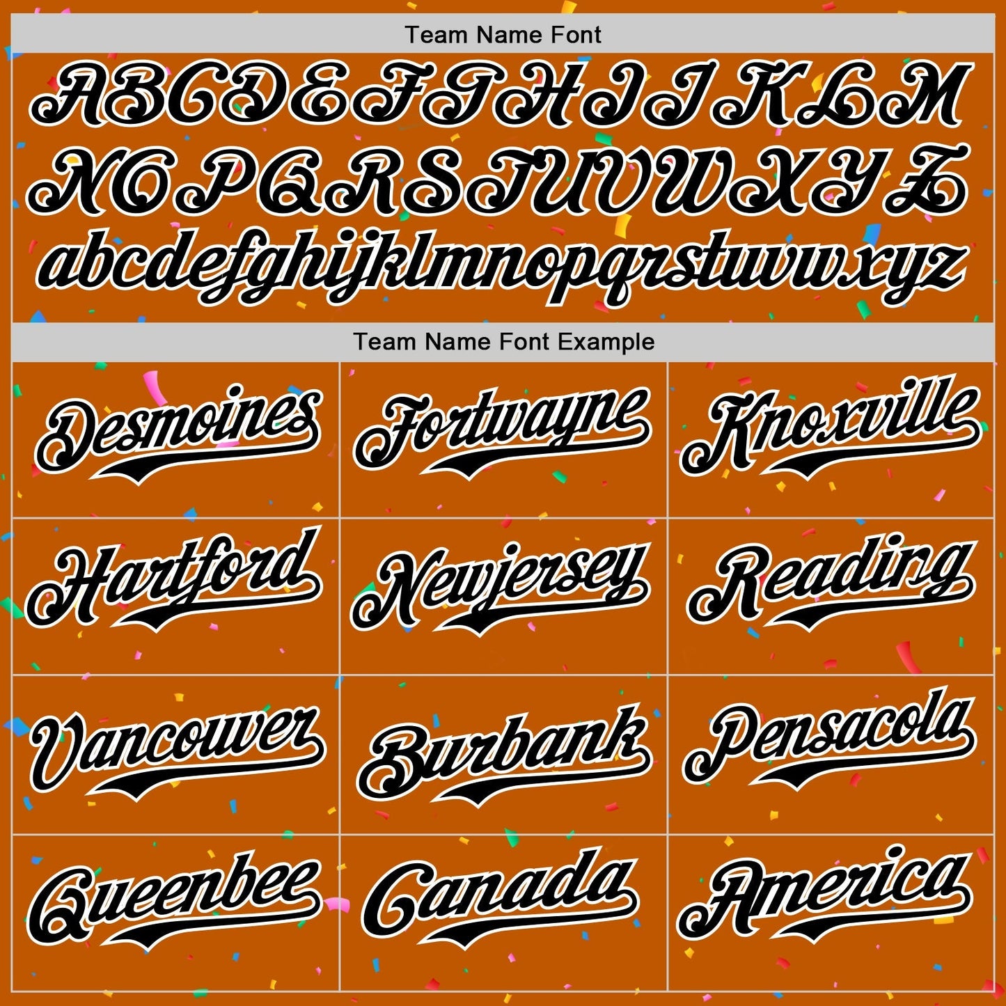 Custom Texas Orange Black-White 3D Pattern Design Confetti Colorful Speckle Authentic Baseball Jersey baseball jersey product view 4