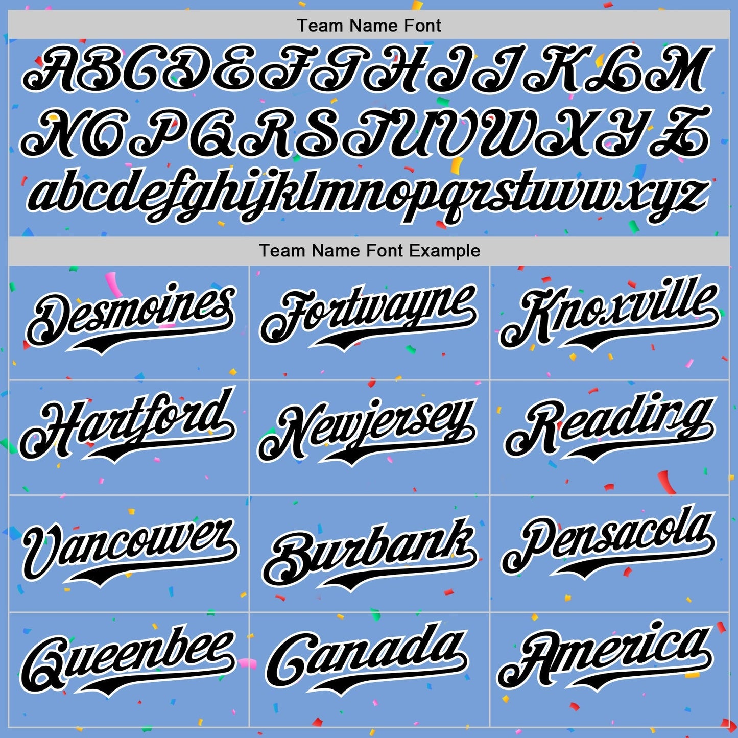 Custom Powder Blue Black-White 3D Pattern Design Confetti Colorful Speckle Authentic Baseball Jersey baseball jersey product view 4