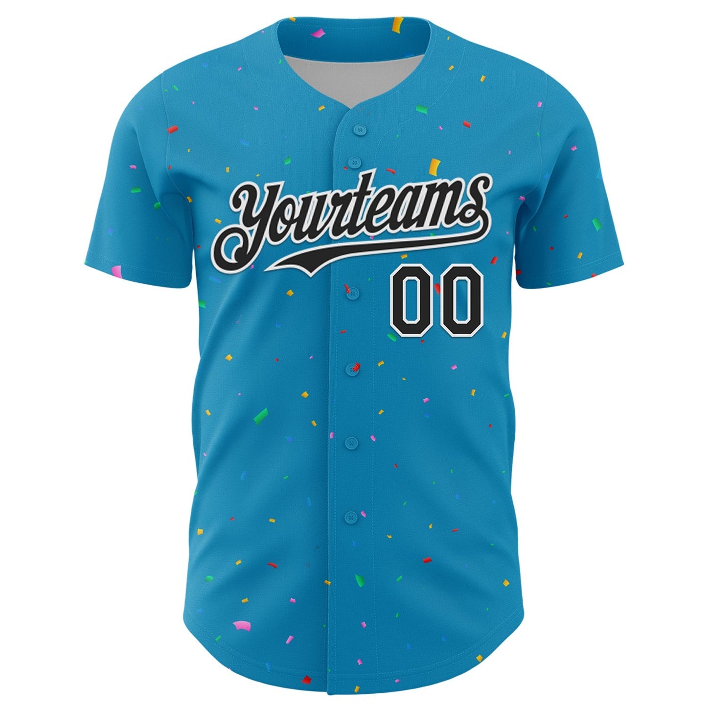 Custom Panther Blue Black-White 3D Pattern Design Confetti Colorful Speckle Authentic Baseball Jersey baseball jersey product view 2