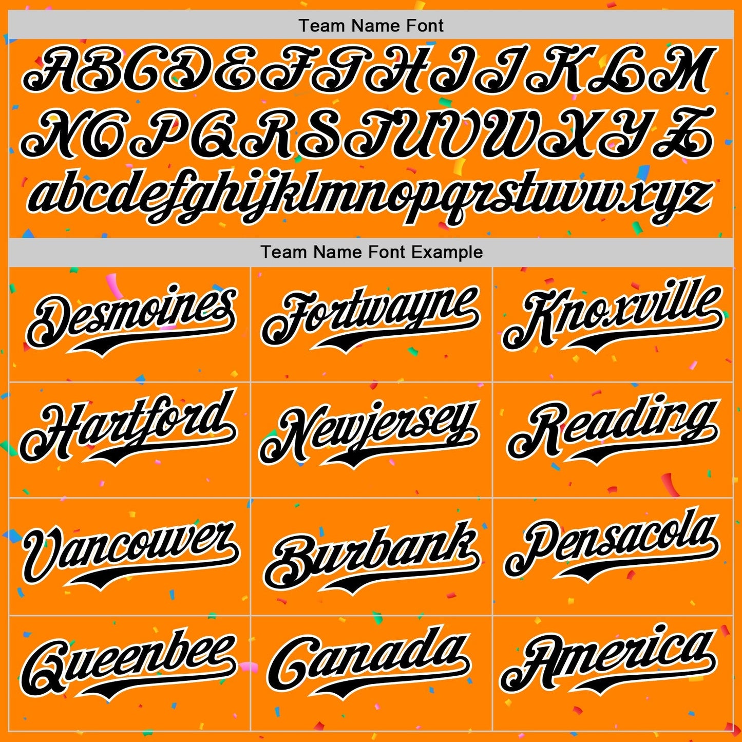 Custom Bay Orange Black-White 3D Pattern Design Confetti Colorful Speckle Authentic Baseball Jersey baseball jersey product view 4