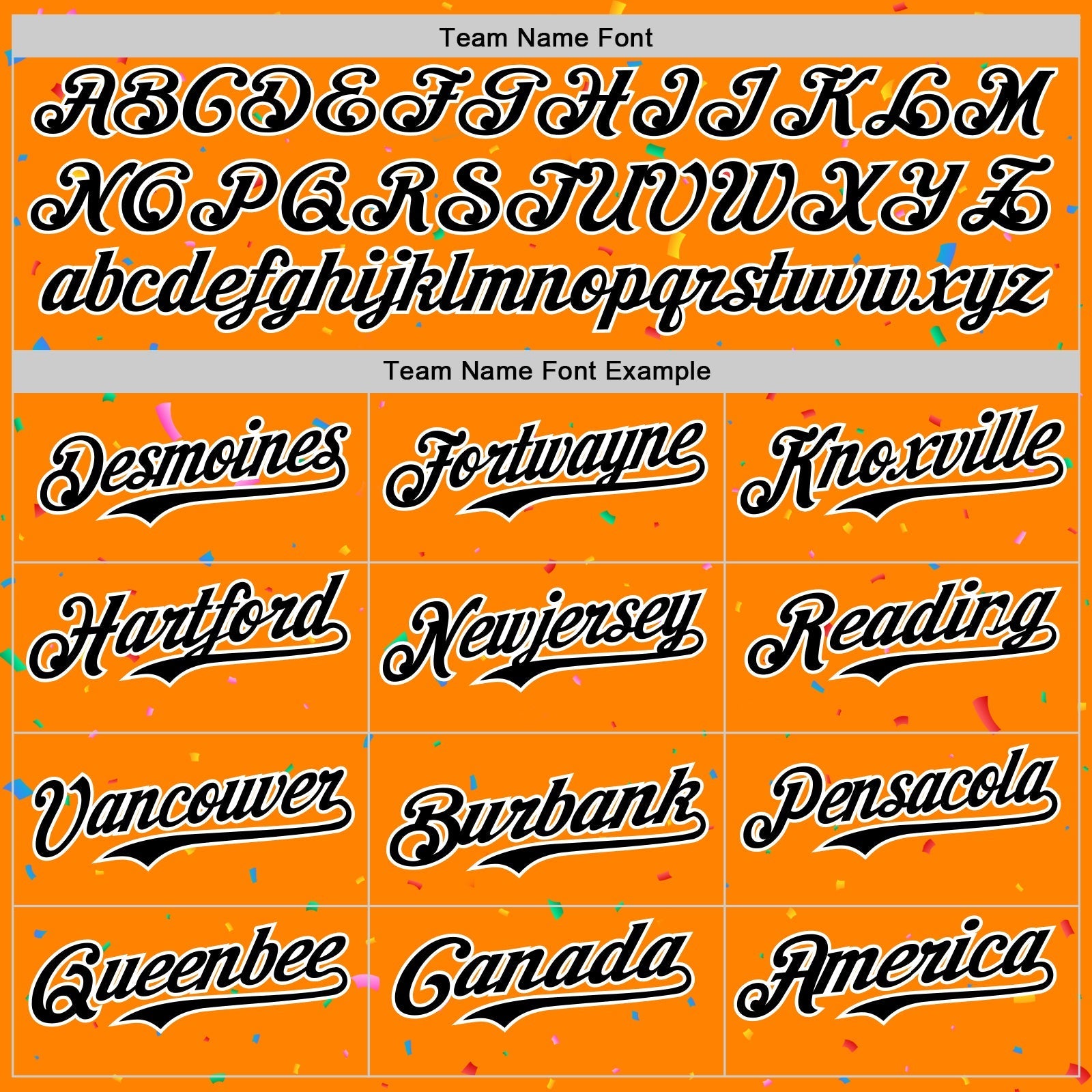 Custom Bay Orange Black-White 3D Pattern Design Confetti Colorful Speckle Authentic Baseball Jersey baseball jersey product view 4
