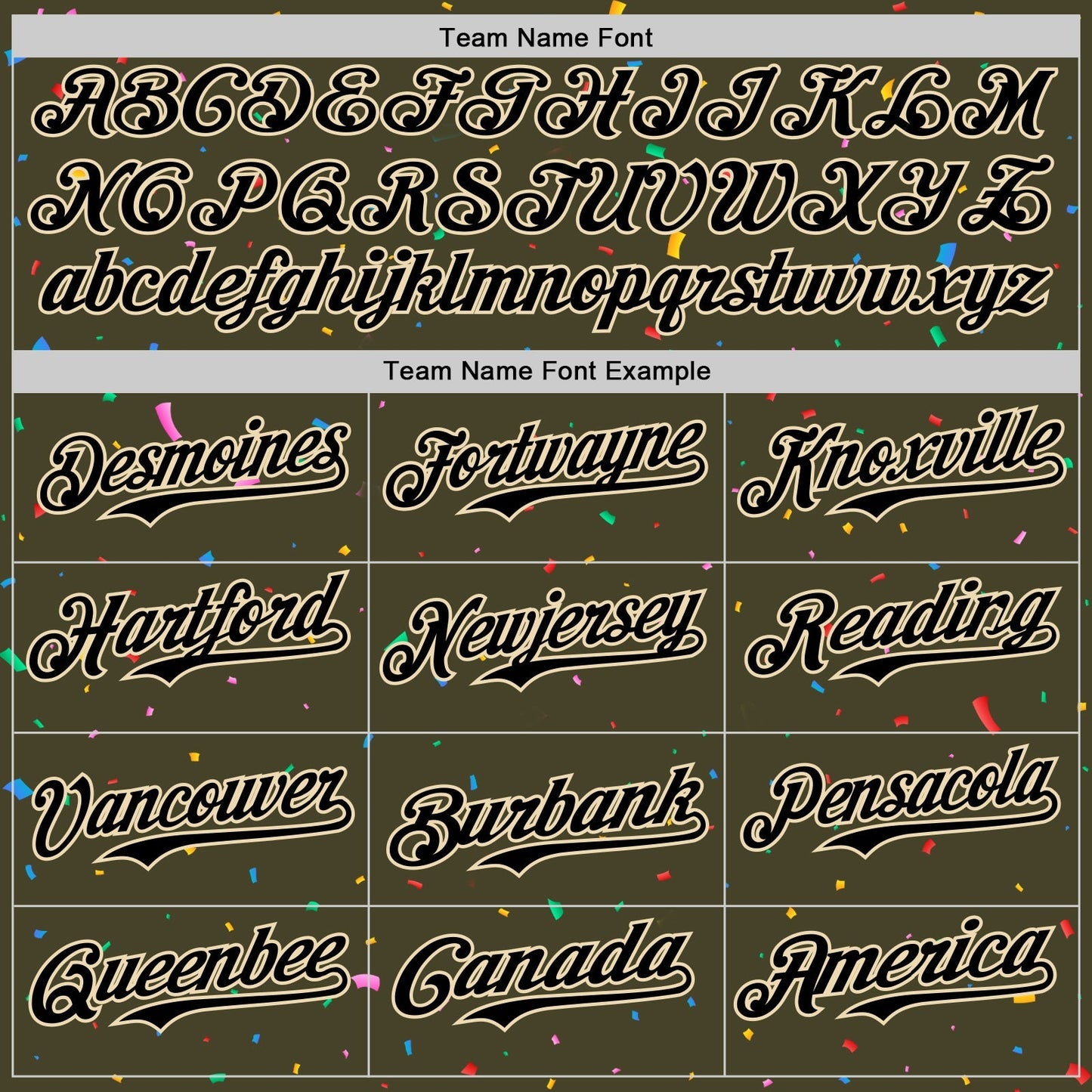 Custom Olive Black-Cream 3D Pattern Design Confetti Colorful Speckle Authentic Baseball Jersey baseball jersey product view 4