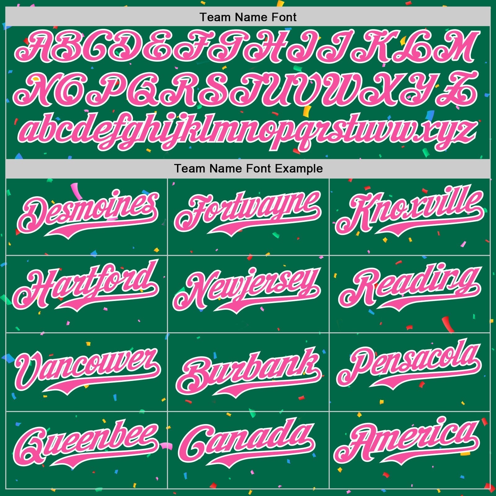 Custom Kelly Green Pink-White 3D Pattern Design Confetti Colorful Speckle Authentic Baseball Jersey baseball jersey product view 4