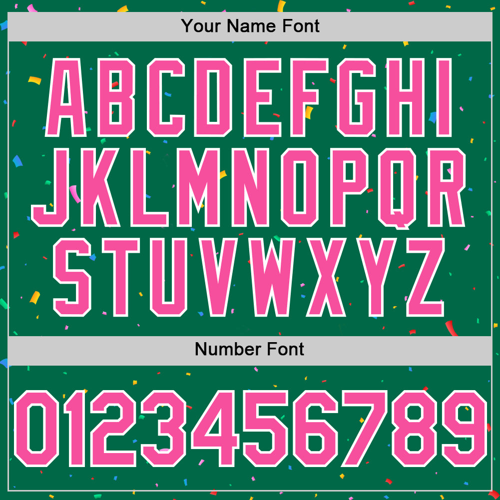 Custom Kelly Green Pink-White 3D Pattern Design Confetti Colorful Speckle Authentic Baseball Jersey baseball jersey product view 5