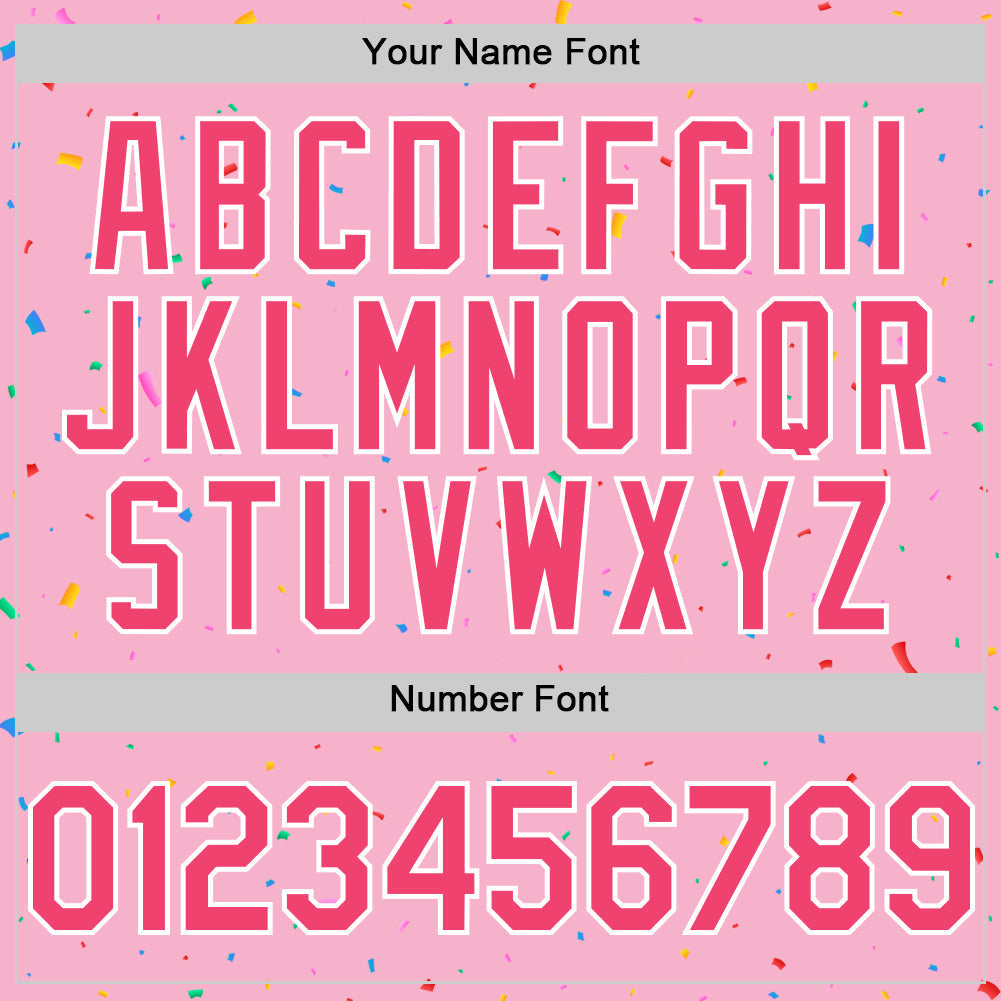 Custom Light Pink Neon Pink-White 3D Pattern Design Confetti Colorful Speckle Authentic Baseball Jersey baseball jersey product view 5