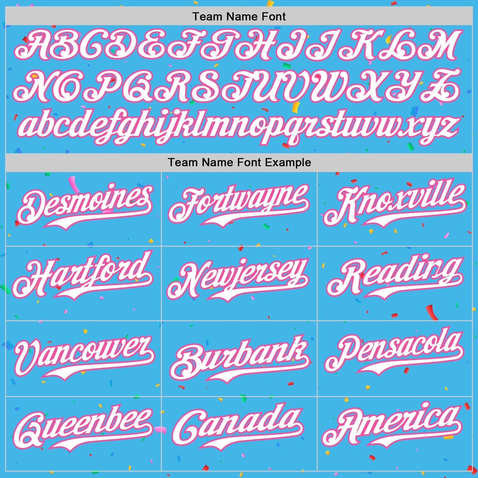 Custom Sky Blue White-Pink 3D Pattern Design Confetti Colorful Speckle Authentic Baseball Jersey baseball jersey product view 4