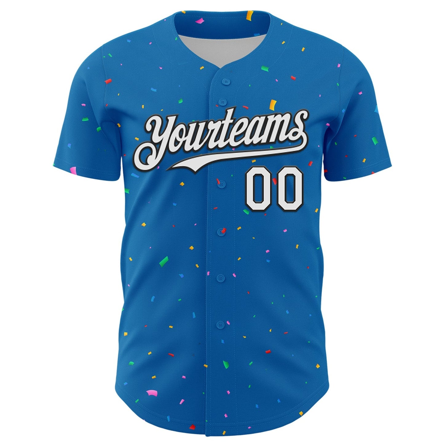Custom Blue White-Black 3D Pattern Design Confetti Colorful Speckle Authentic Baseball Jersey baseball jersey product view 2