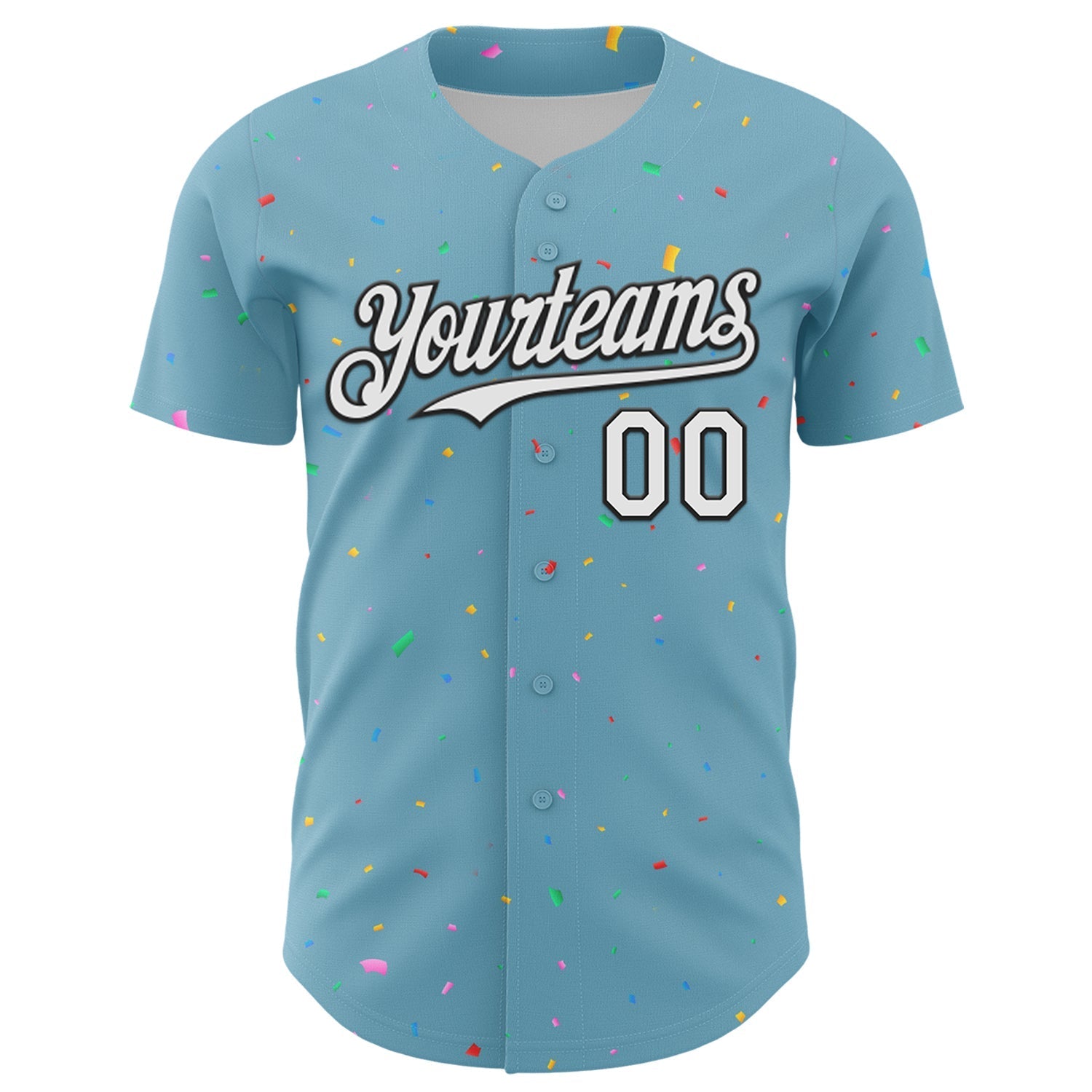 Custom Shadow Blue White-Black 3D Pattern Design Confetti Colorful Speckle Authentic Baseball Jersey baseball jersey product view 2