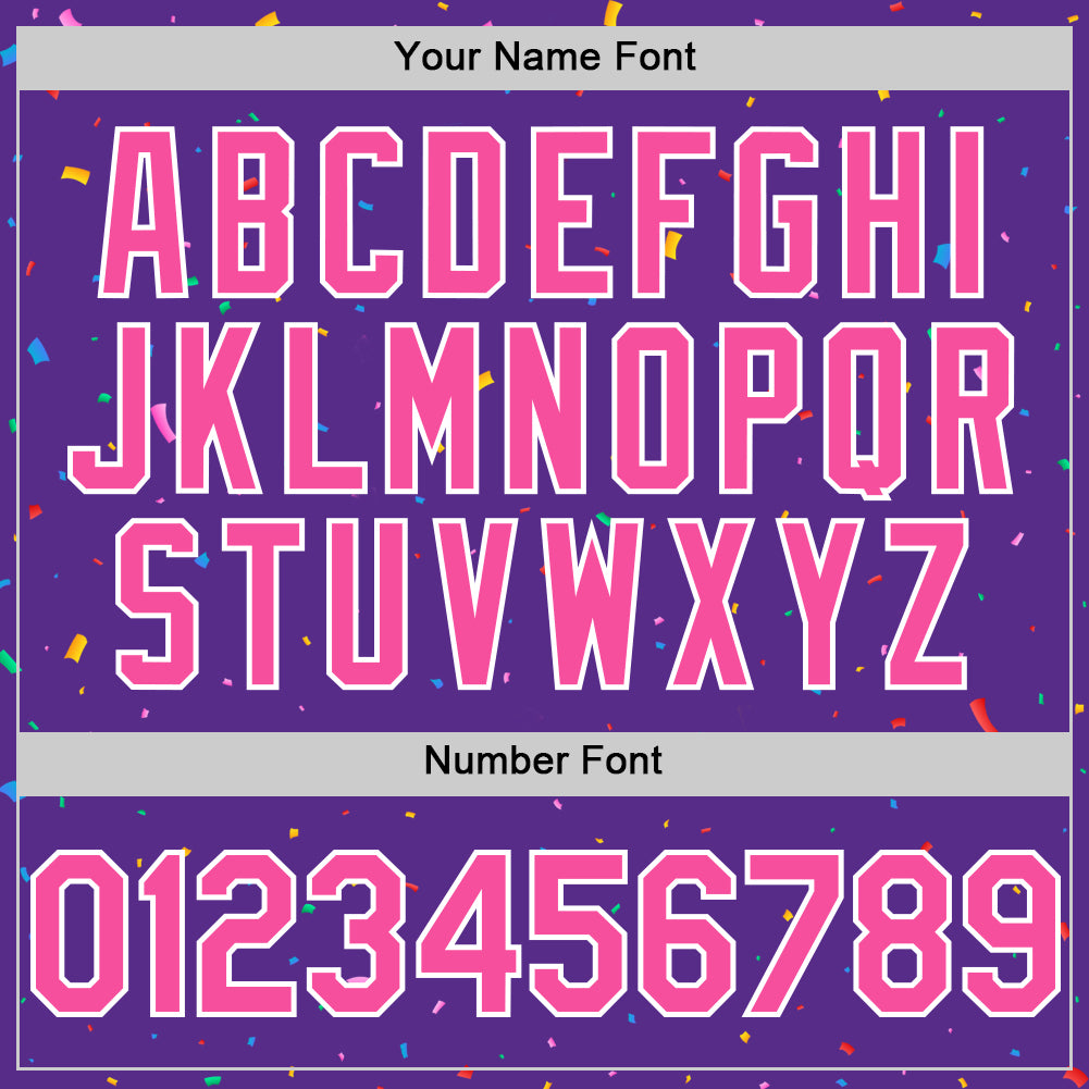 Custom Purple Pink-White 3D Pattern Design Confetti Colorful Speckle Authentic Baseball Jersey baseball jersey product view 5