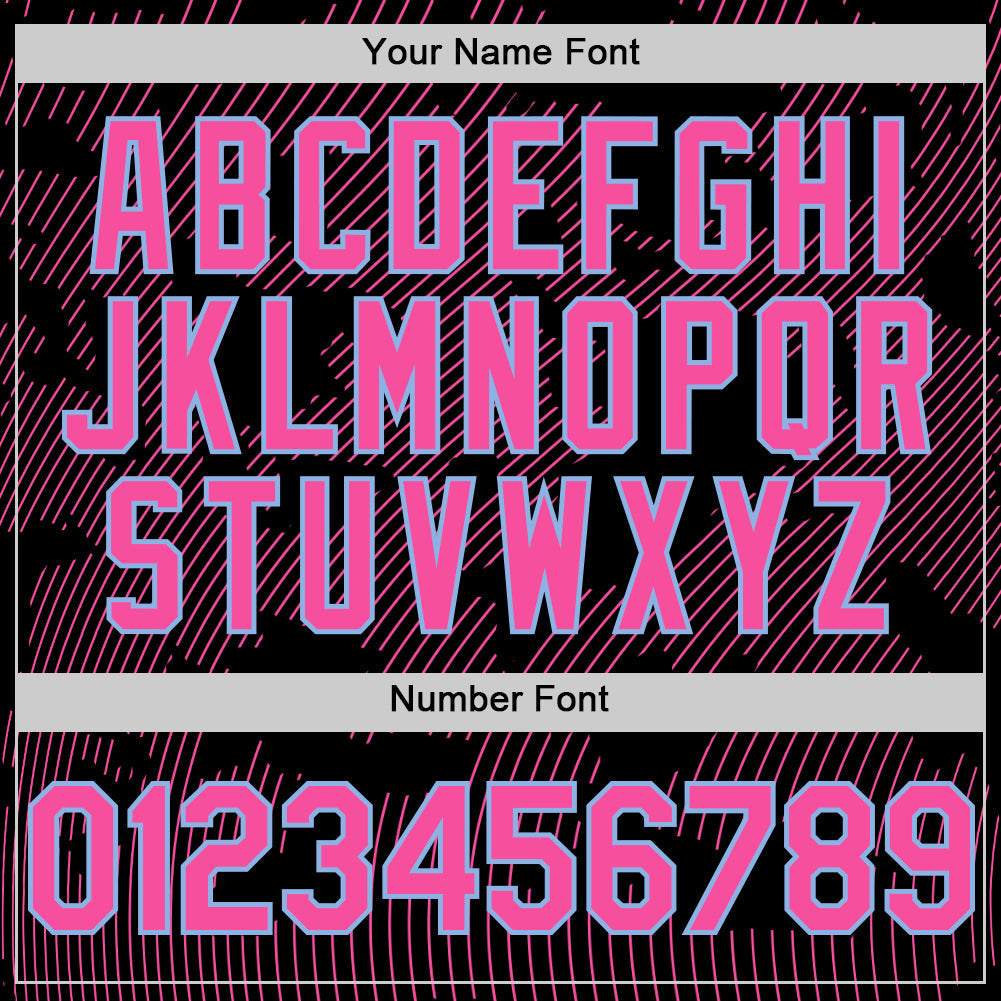 Custom Black Pink-Light Blue Curve Lines Authentic Baseball Jersey baseball jersey product view 5