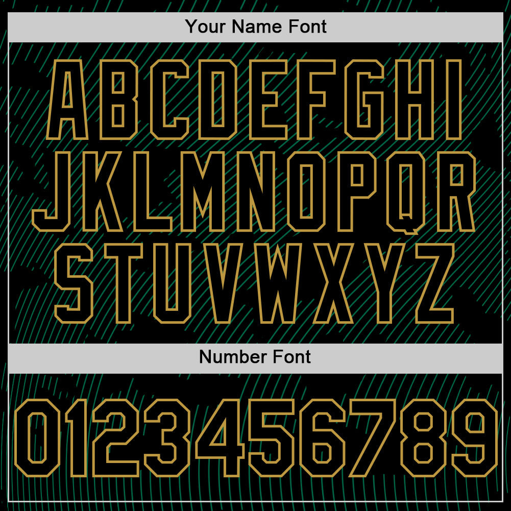Custom Black Kelly Green-Old Gold Curve Lines Authentic Baseball Jersey baseball jersey product view 5