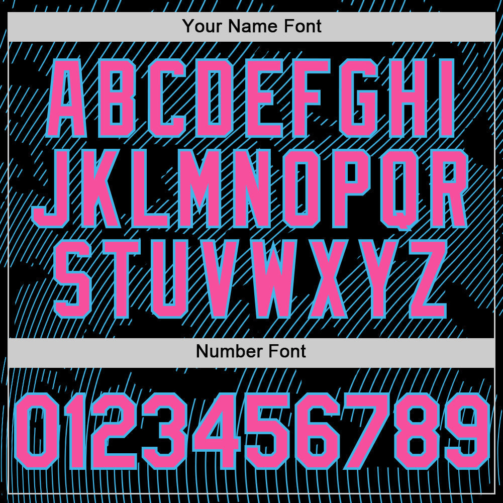 Custom Black Pink-Sky Blue Curve Lines Authentic Baseball Jersey baseball jersey product view 5