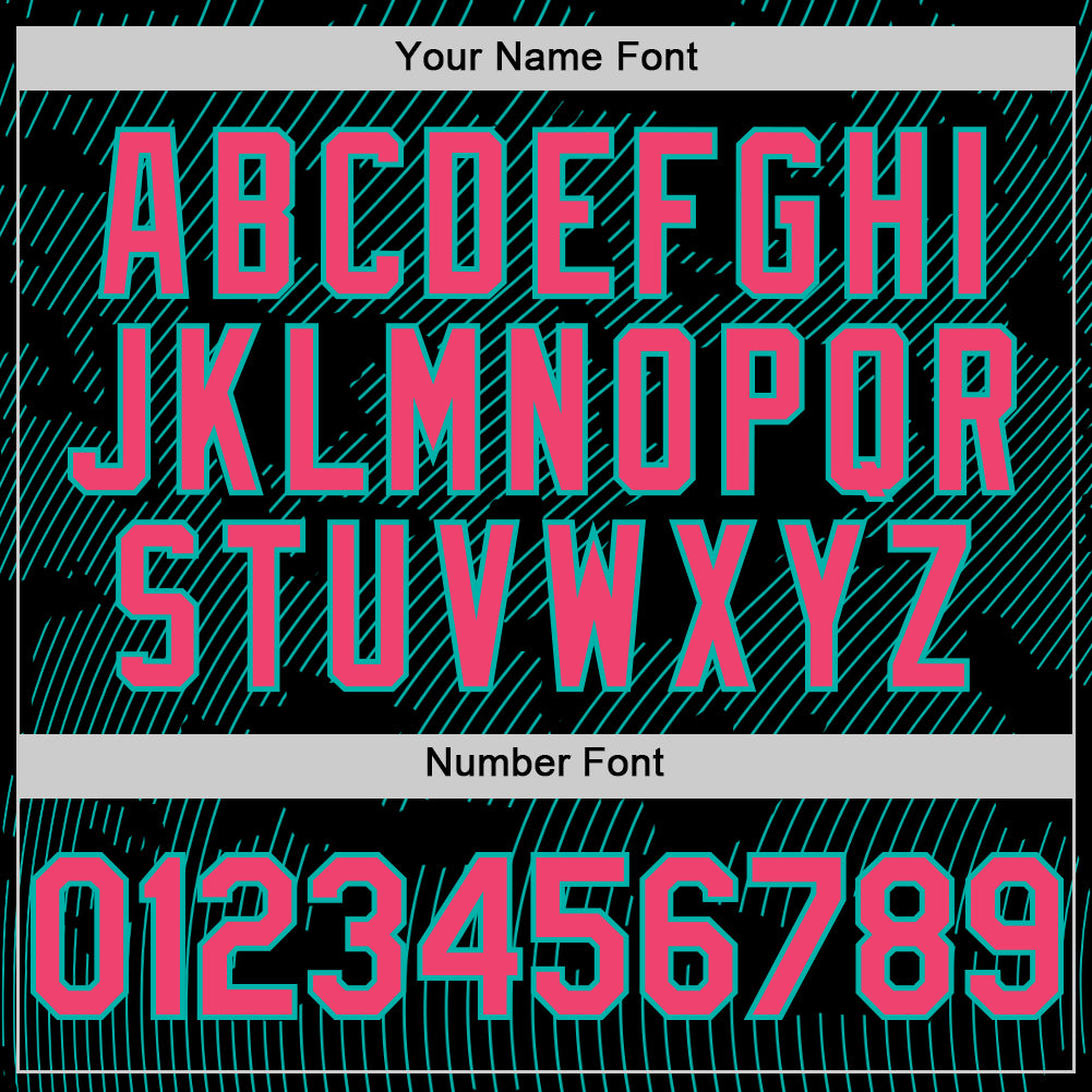 Custom Black Neon Pink-Aqua Curve Lines Authentic Baseball Jersey baseball jersey product view 5