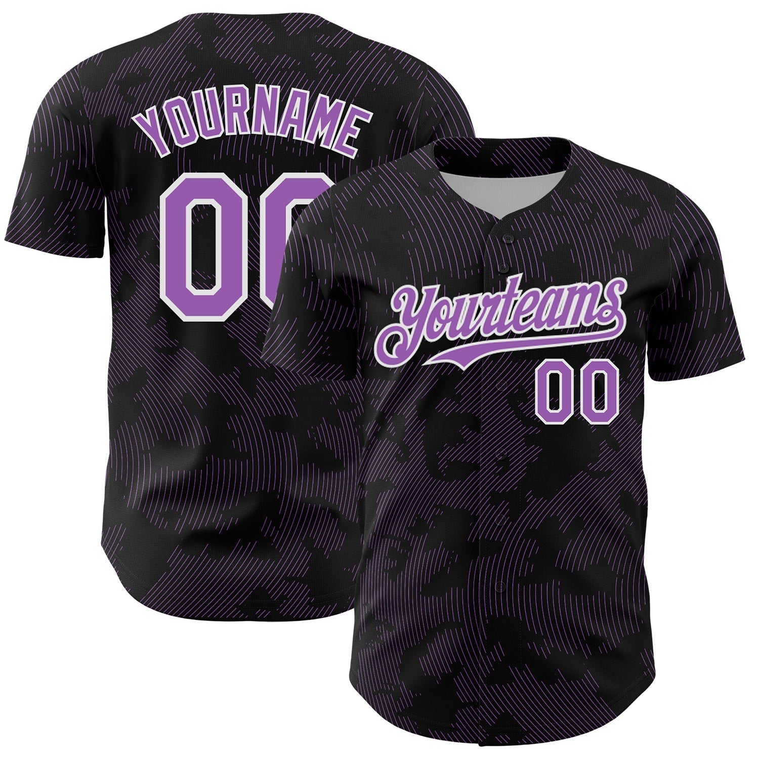Custom Black Medium Purple-White Curve Lines Authentic Baseball Jersey baseball jersey product view 1