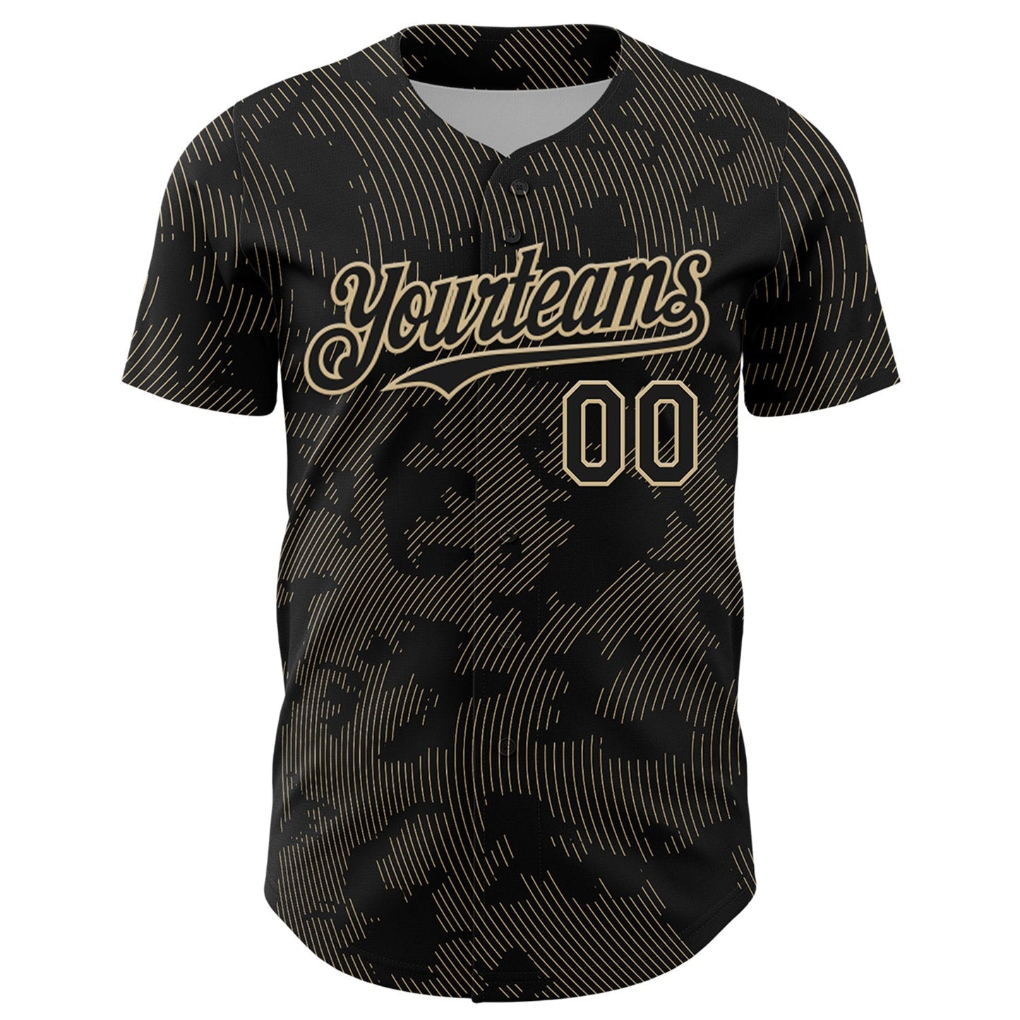 Custom Black Vegas Gold Curve Lines Authentic Baseball Jersey baseball jersey product view 2