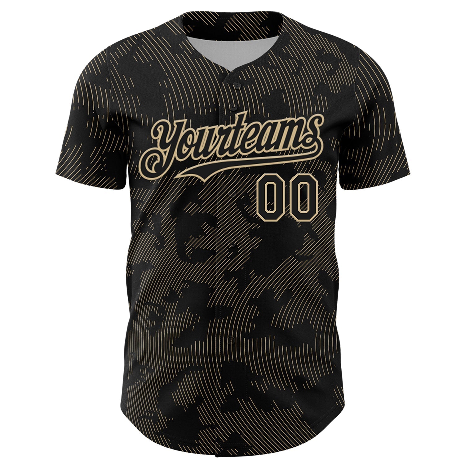 Custom Black Vegas Gold Curve Lines Authentic Baseball Jersey baseball jersey product view 2
