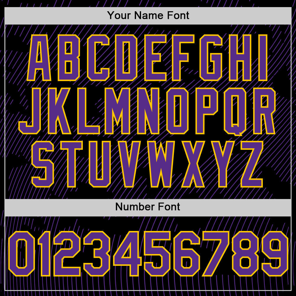 Custom Black Purple-Yellow Curve Lines Authentic Baseball Jersey baseball jersey product view 5
