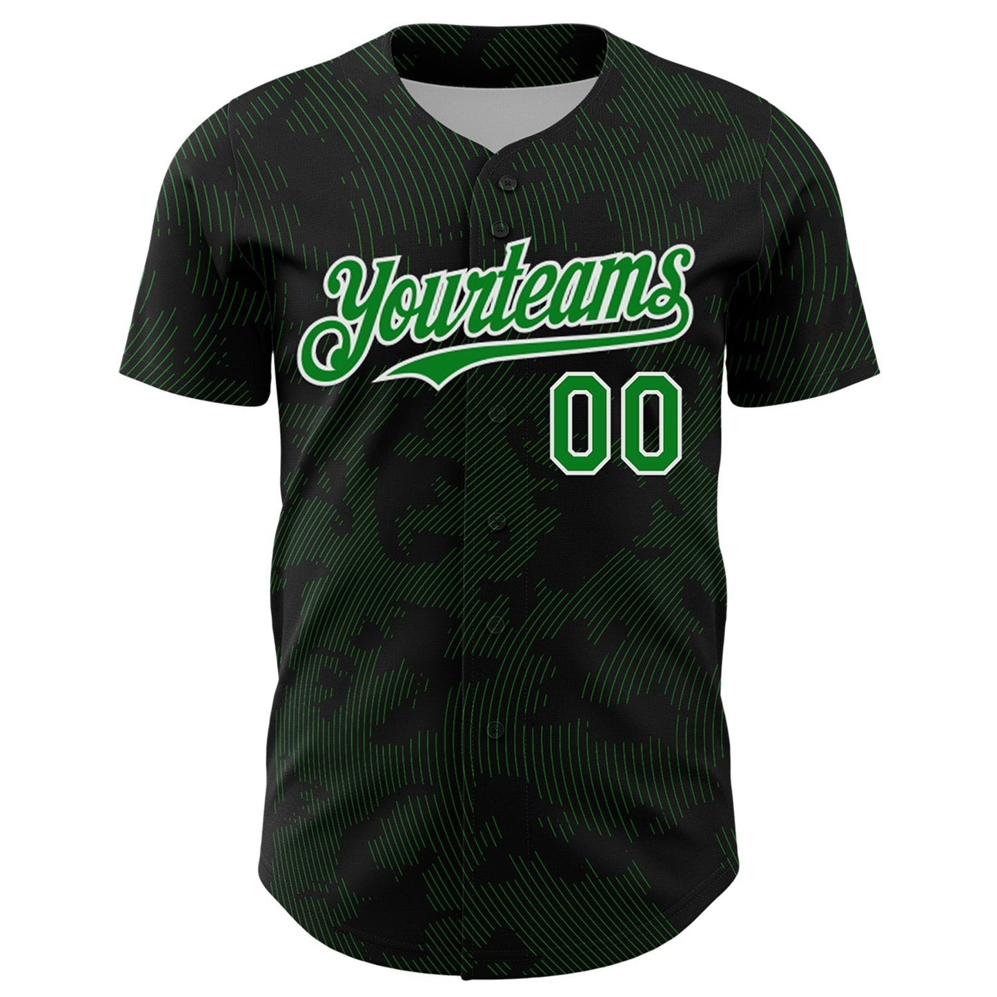 Custom Black Grass Green-White Curve Lines Authentic Baseball Jersey baseball jersey product view 2