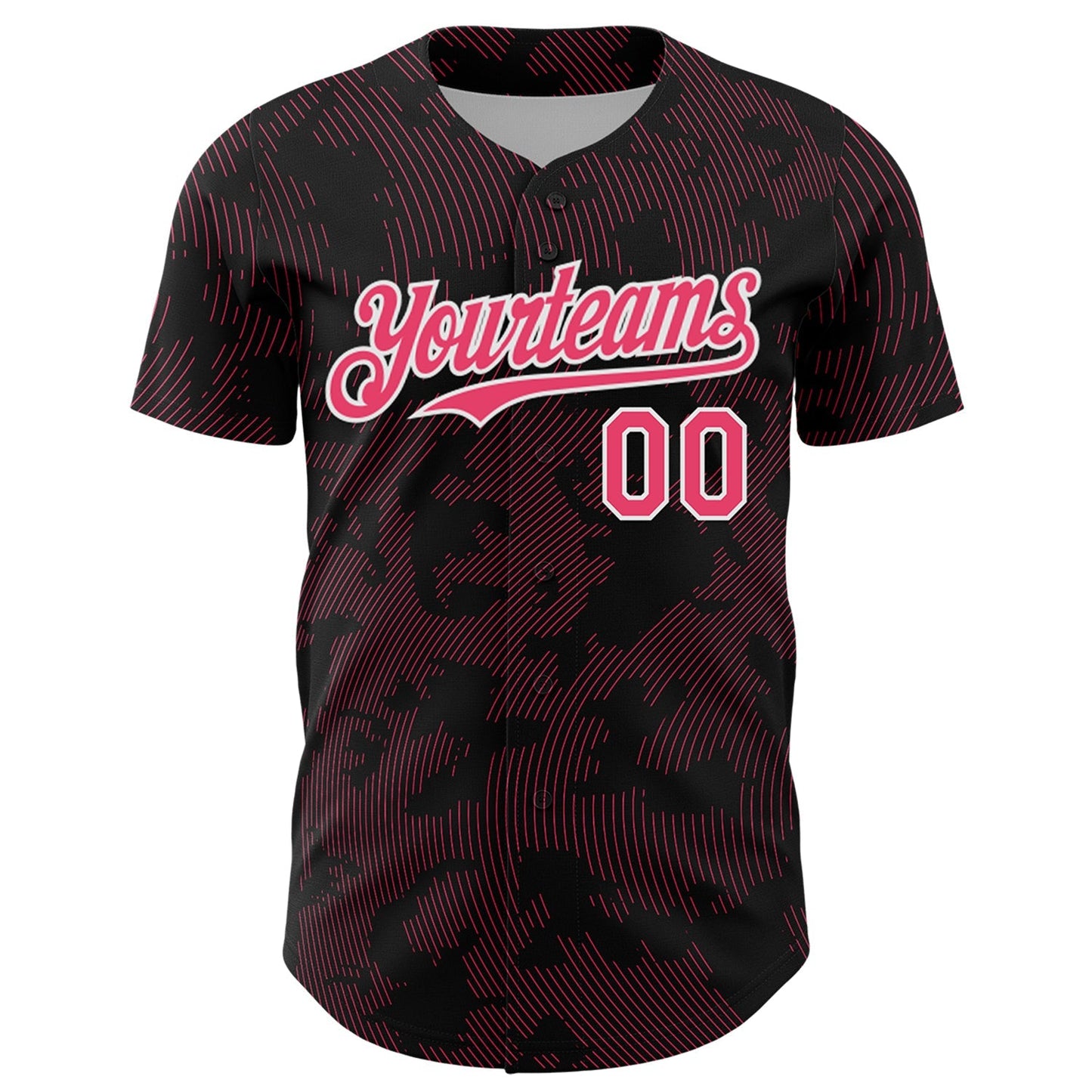 Custom Black Neon Pink-White Curve Lines Authentic Baseball Jersey baseball jersey product view 2