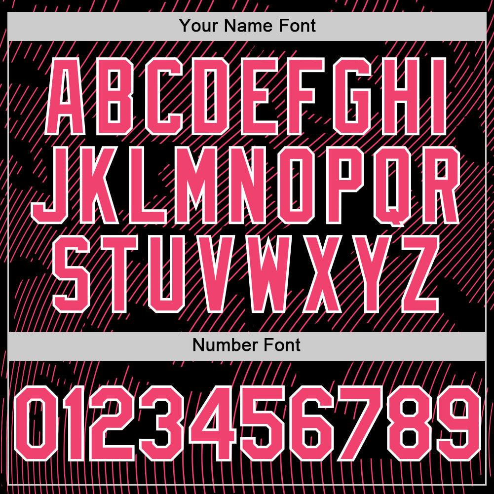 Custom Black Neon Pink-White Curve Lines Authentic Baseball Jersey baseball jersey product view 5