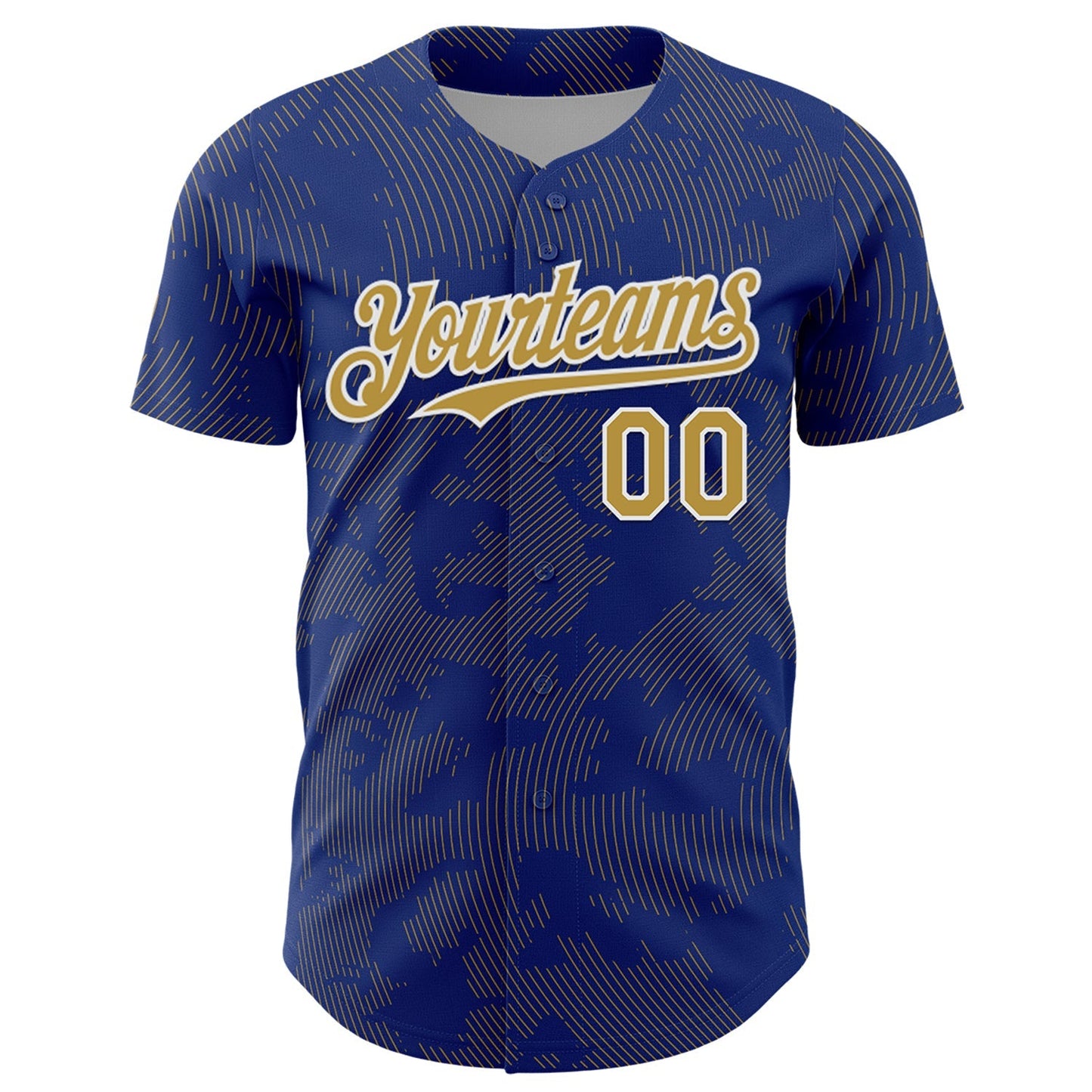Custom Royal Old Gold-White Curve Lines Authentic Baseball Jersey baseball jersey product view 2