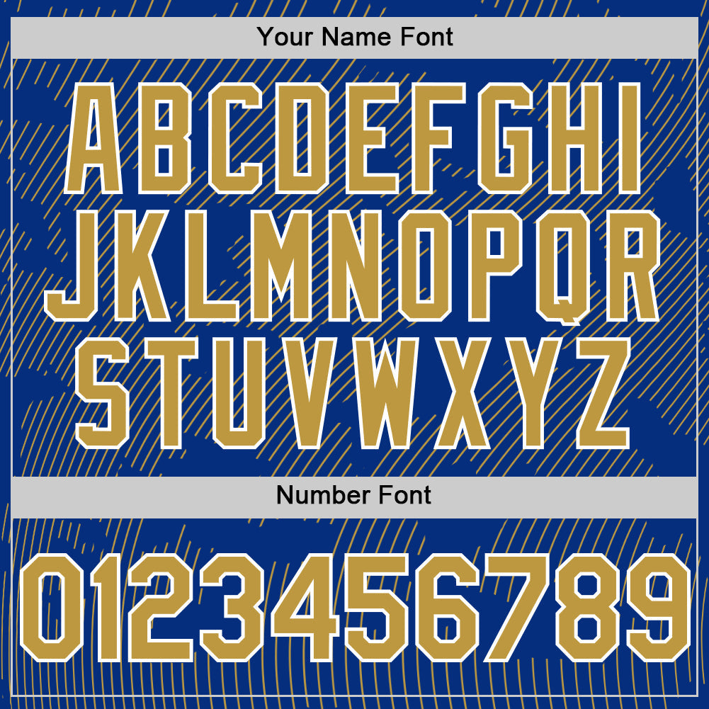 Custom Royal Old Gold-White Curve Lines Authentic Baseball Jersey baseball jersey product view 5