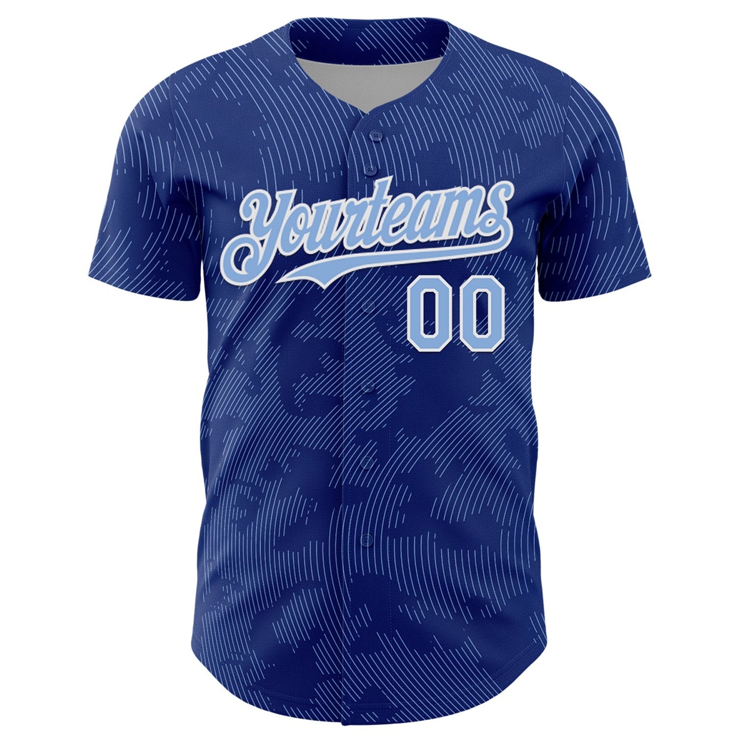 Custom Royal Light Blue-White Curve Lines Authentic Baseball Jersey baseball jersey product view 2