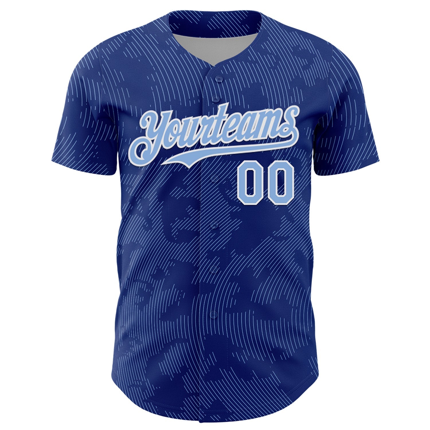 Custom Royal Light Blue-White Curve Lines Authentic Baseball Jersey baseball jersey product view 2