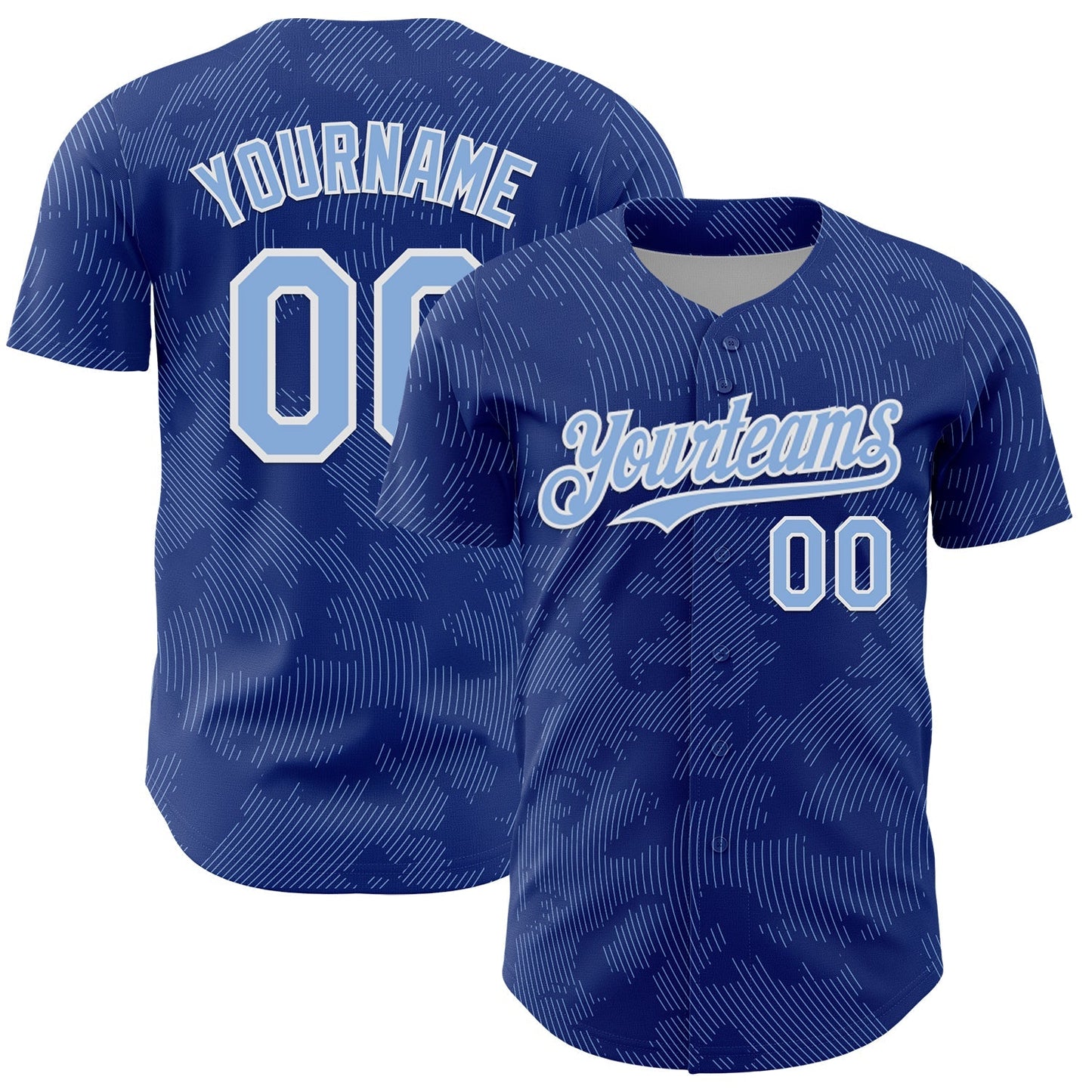 Custom Royal Light Blue-White Curve Lines Authentic Baseball Jersey baseball jersey product view 1