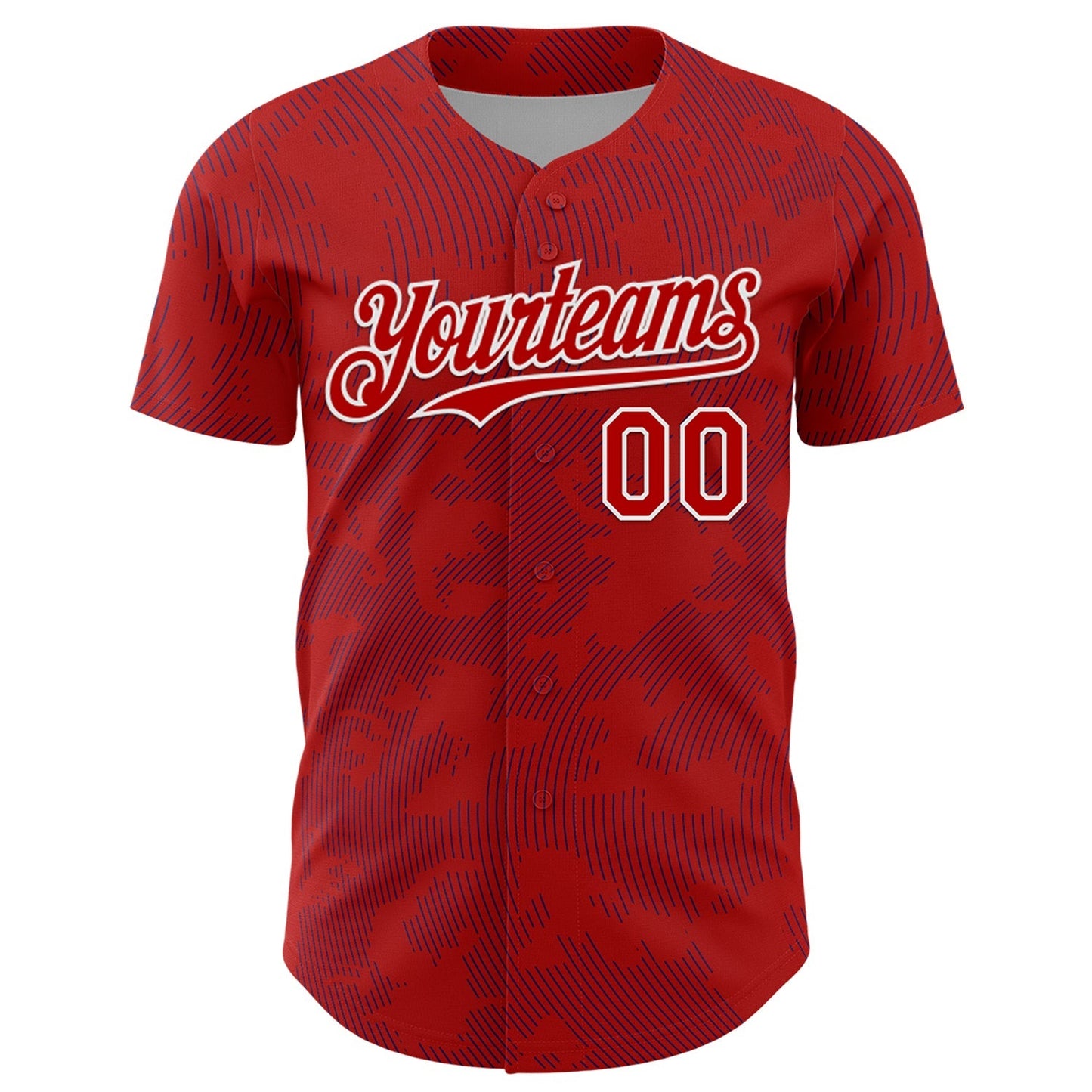 Custom Red Royal-White Curve Lines Authentic Baseball Jersey baseball jersey product view 2