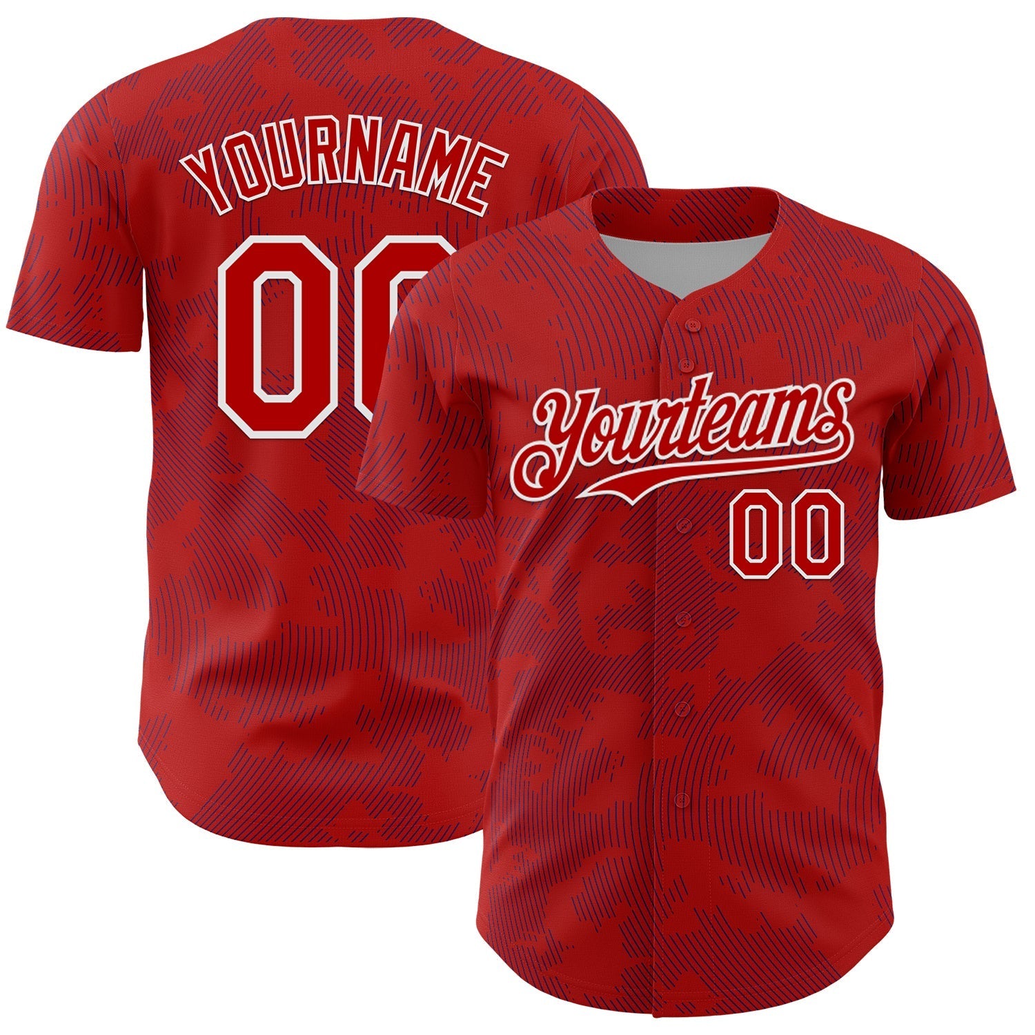 Custom Red Royal-White Curve Lines Authentic Baseball Jersey baseball jersey product view 1