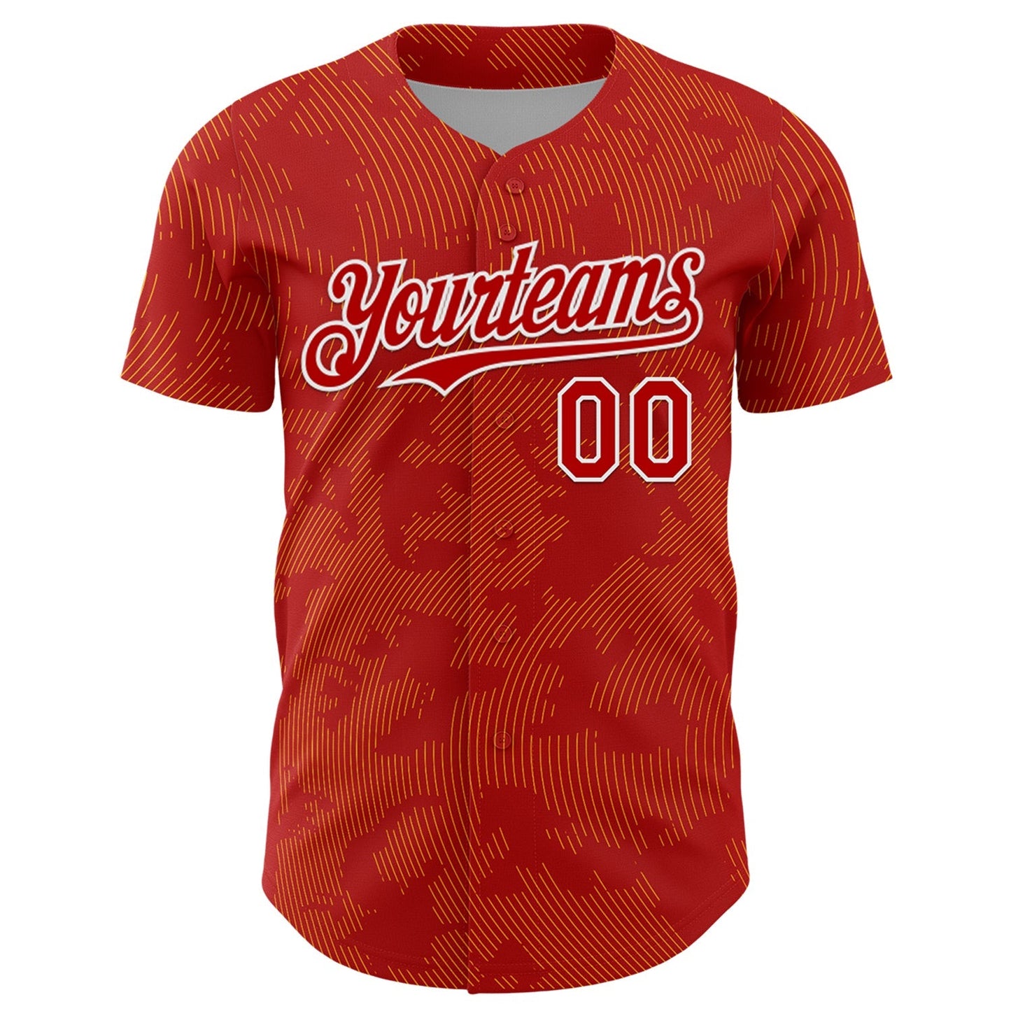 Custom Red Gold-White Curve Lines Authentic Baseball Jersey baseball jersey product view 2